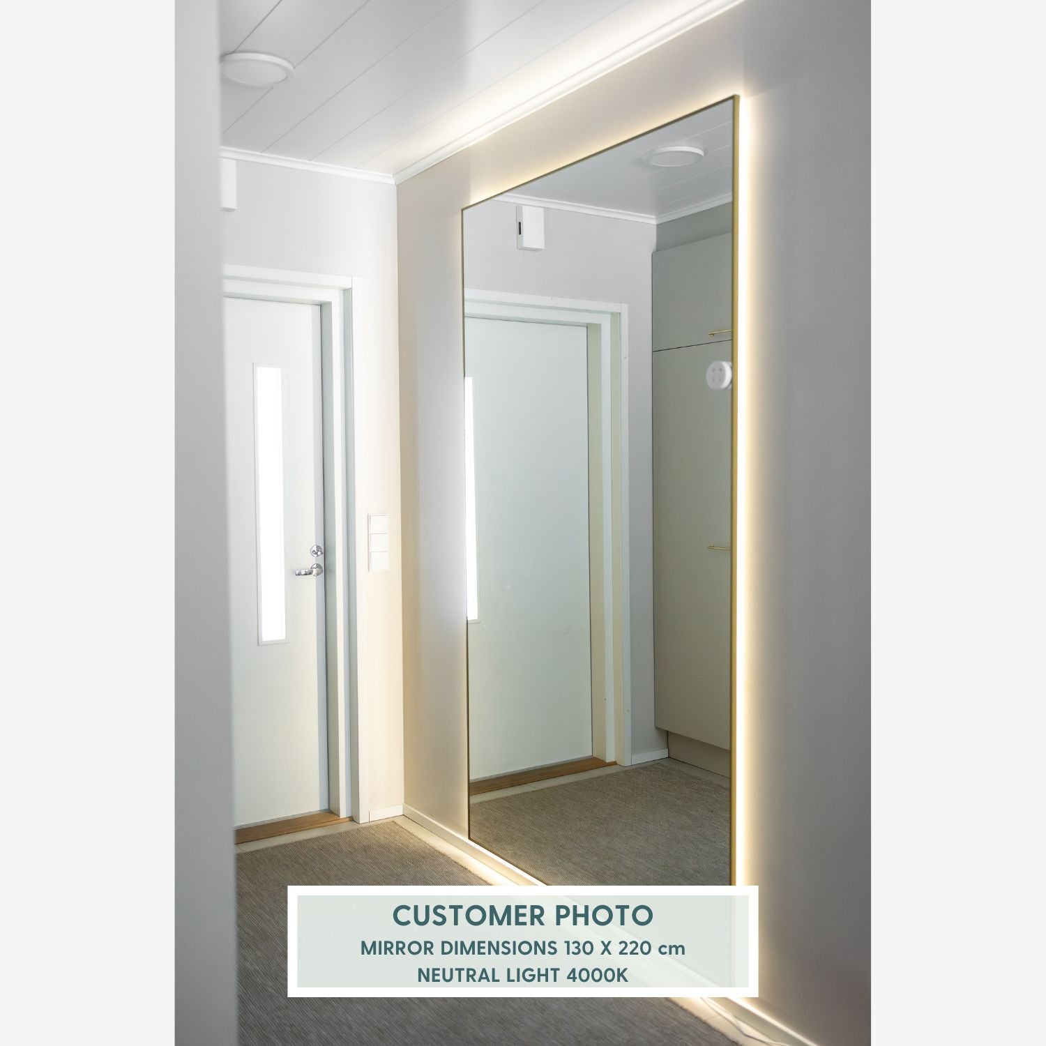 Slimline Full-Length LED Mirror With Gold Frame (100x170cm)