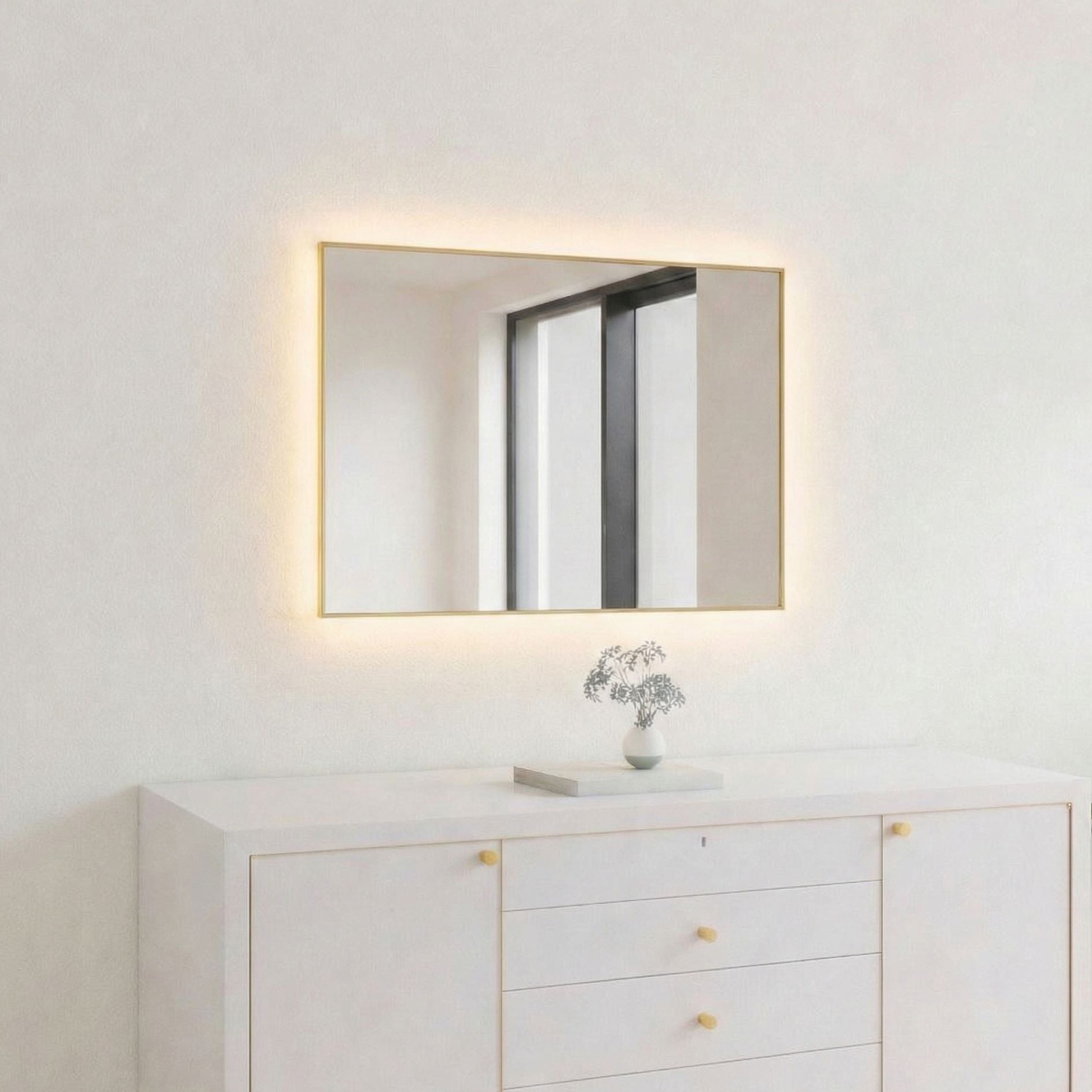 Slimline LED Mirror With Gold Frame (50x60 cm)
