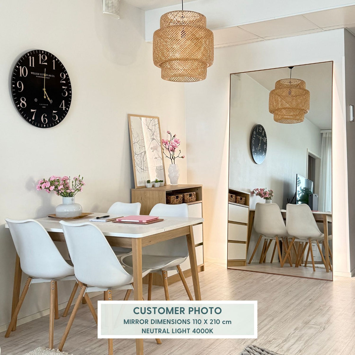 Slimline Full-Length LED Mirror With Copper Frame (110x210cm)