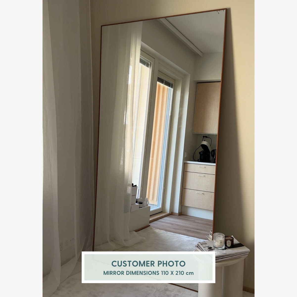 Slimline Full-Length Mirror With Copper Frame (110x210cm)