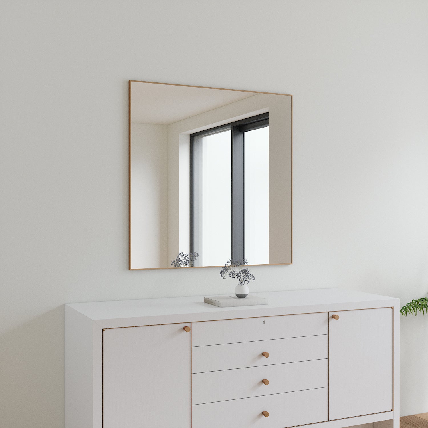 Slimline Mirror With Copper Frame (100x100cm)