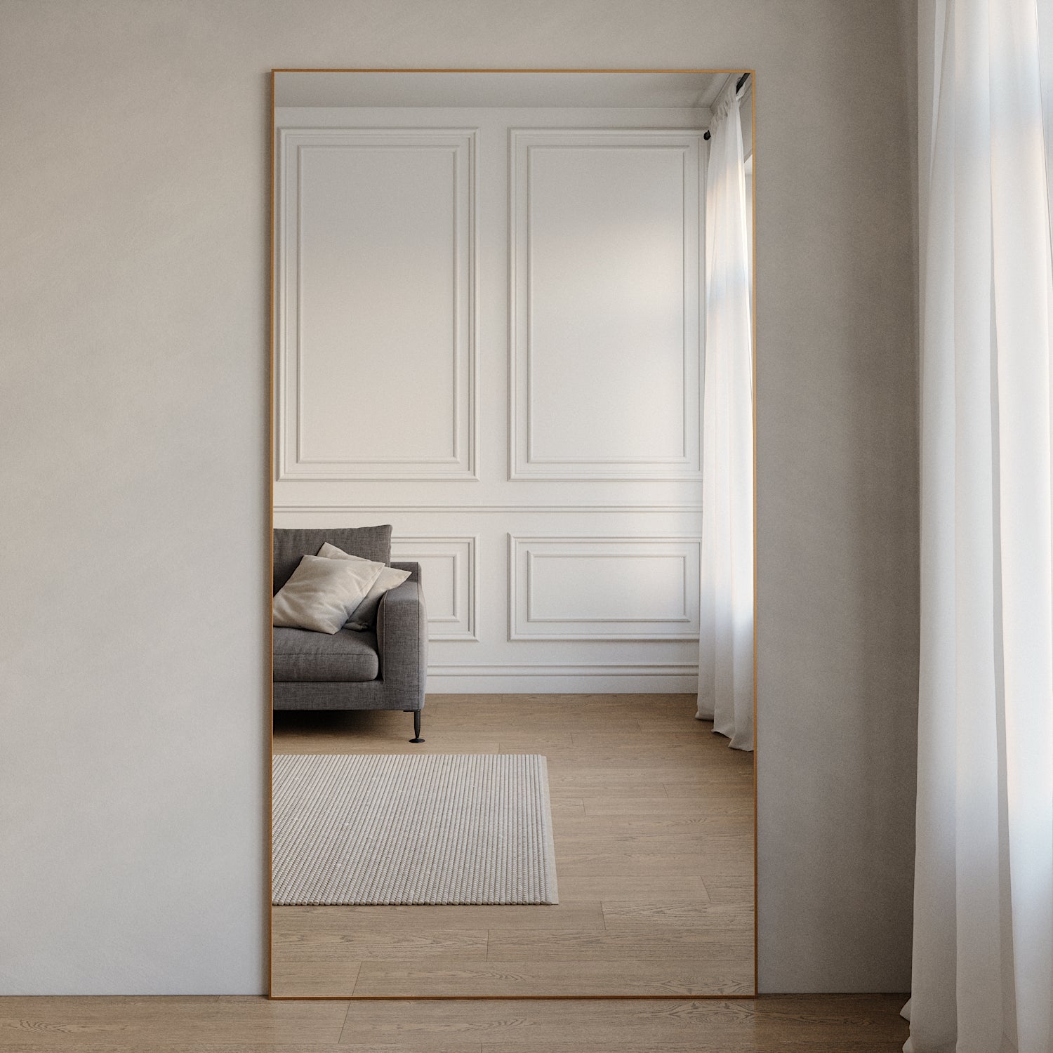 Slimline Full-Length Mirror With Copper Frame (110x210cm)