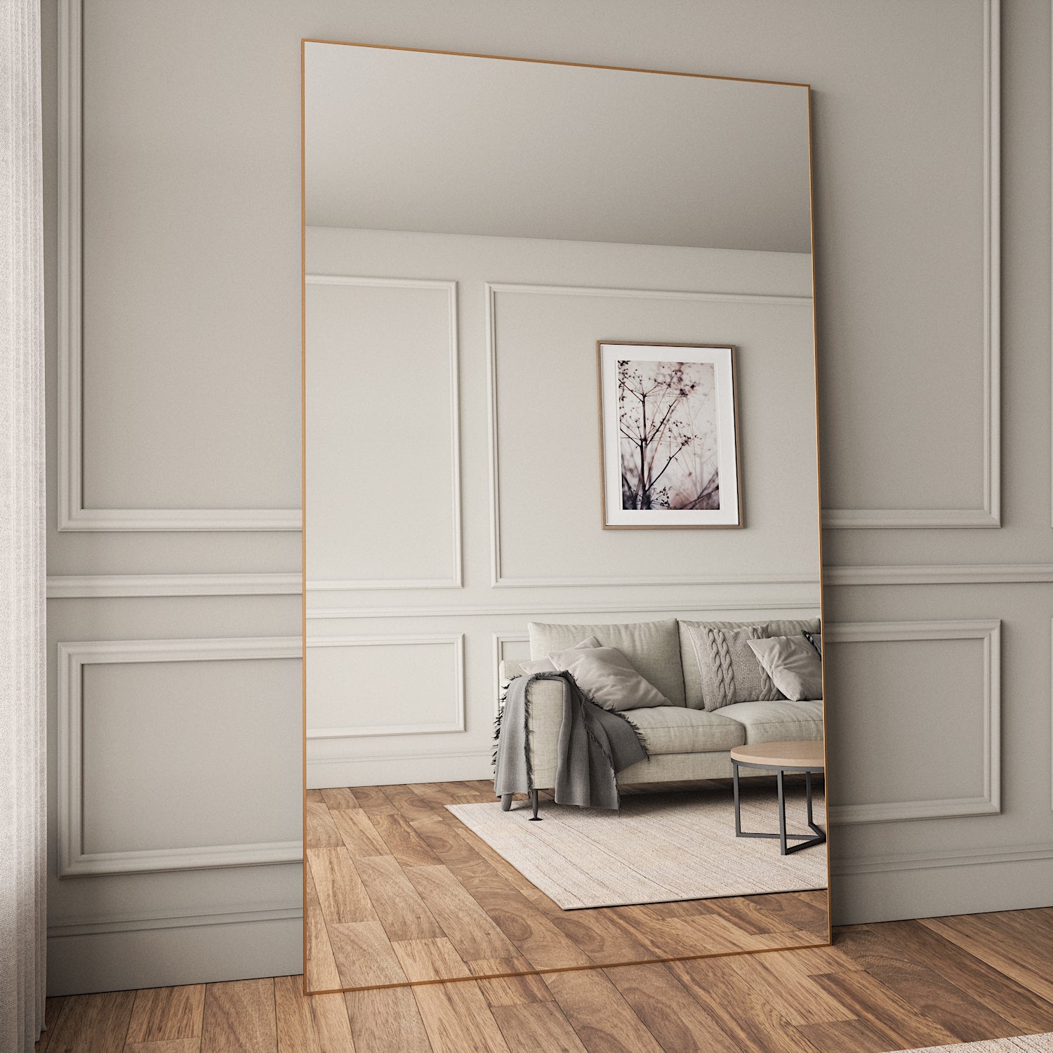 Slimline Full-Length Mirror With Copper Frame (130x220cm)