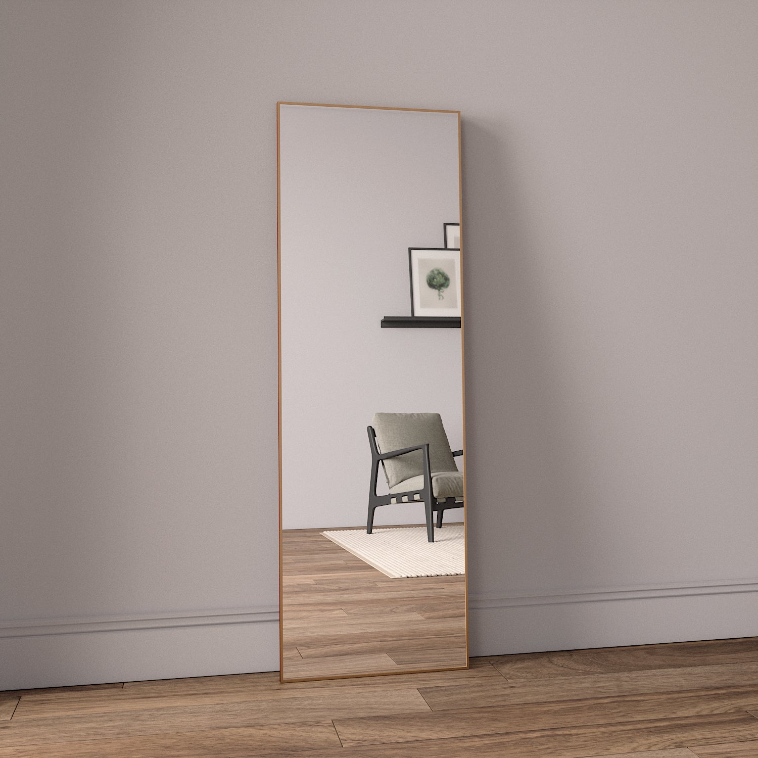 Slimline Mirror With Copper Frame (50x150cm)