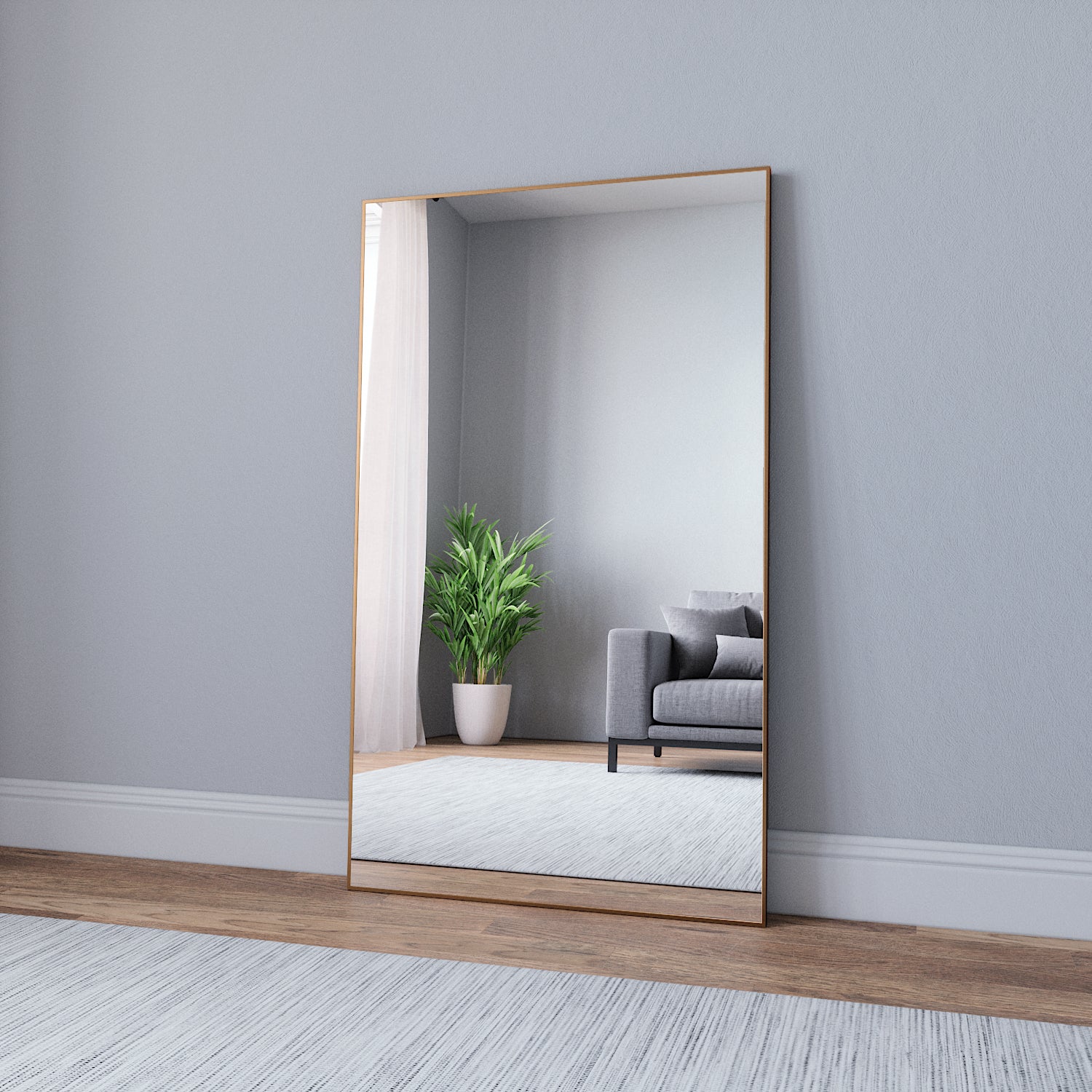 Slimline Mirror With Copper Frame (80x135cm)