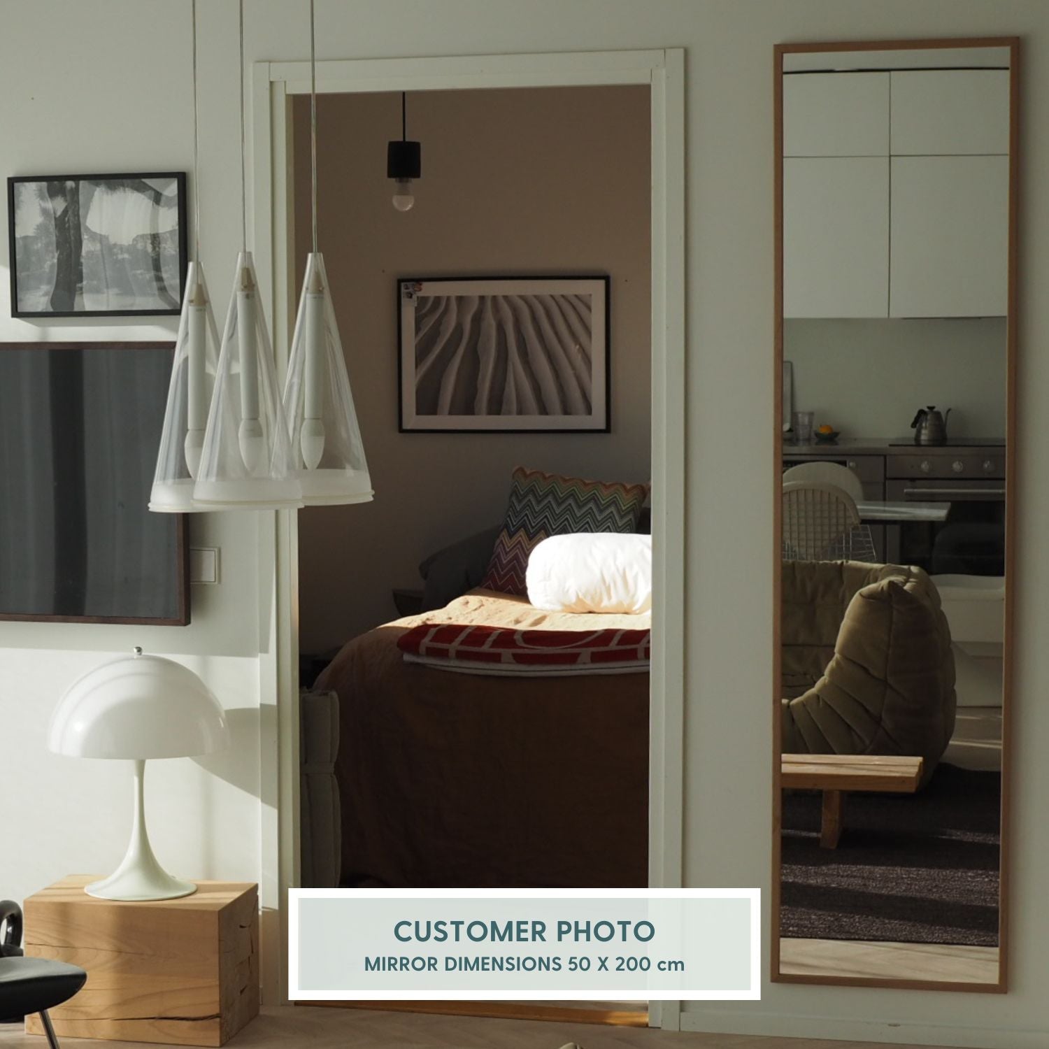 Slimline - Small Wall Mirror with Thermally Modified Alder Frame (50x50cm)