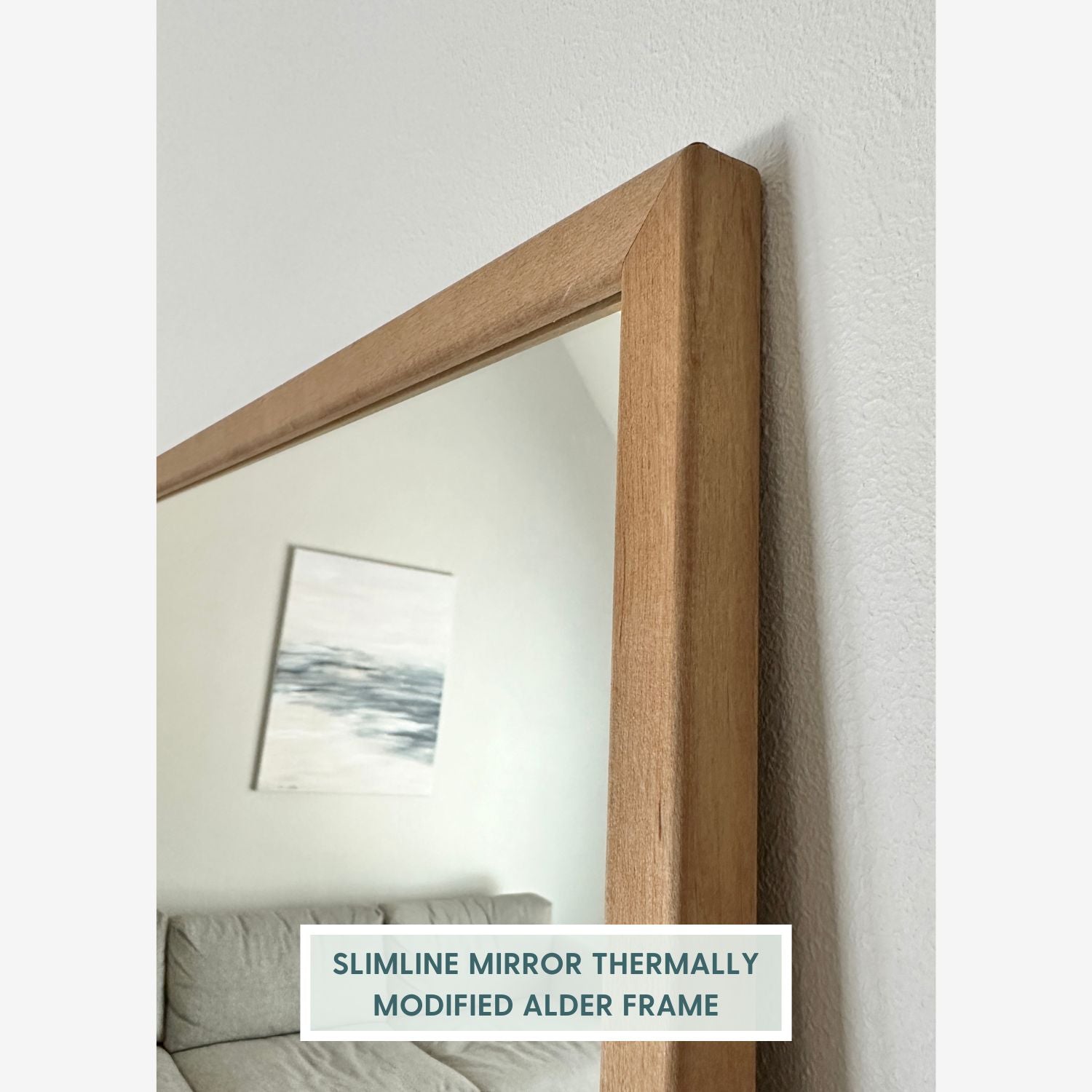 Slimline - Small Wall Mirror with Thermally Modified Alder Frame (50x50cm)