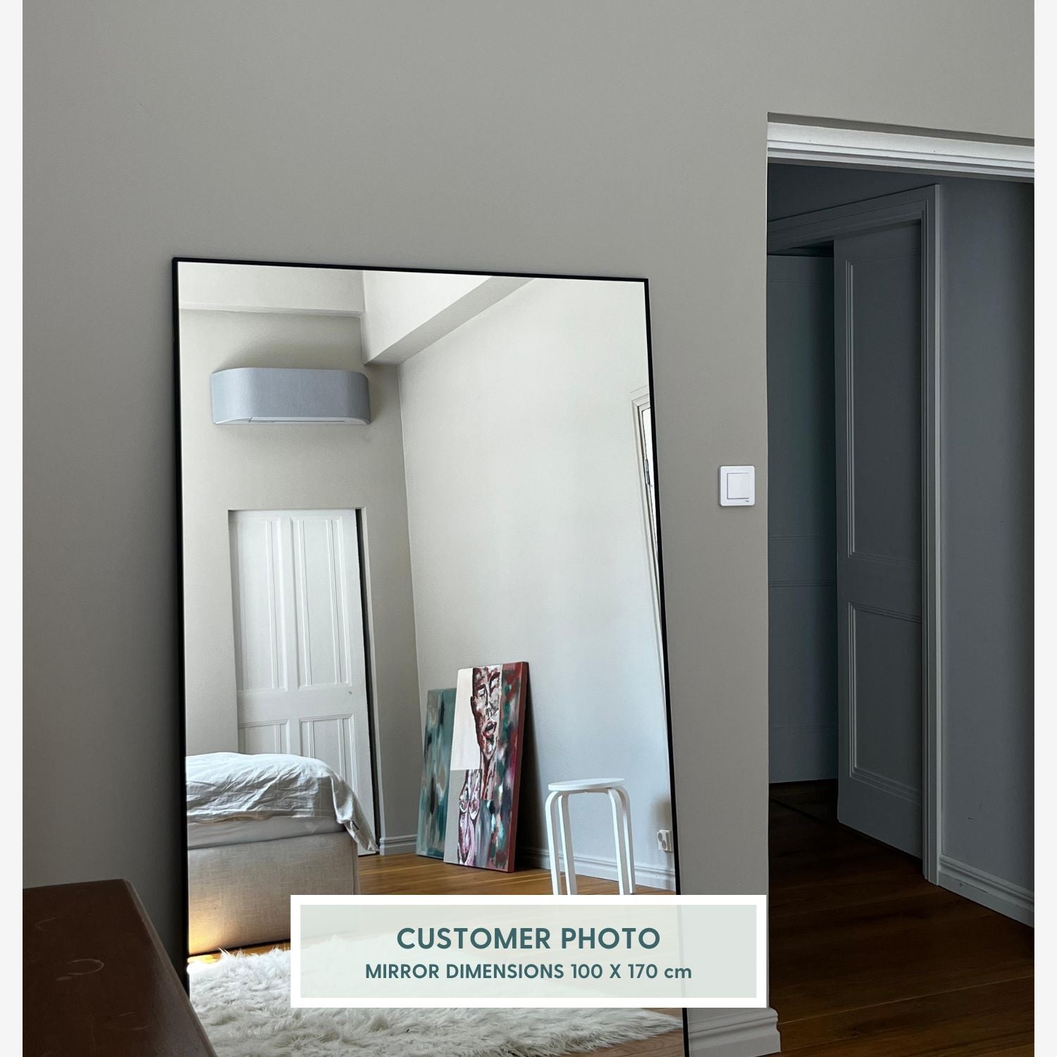 Slimline - Large Full Length Mirror With Black Frame (100x170cm)