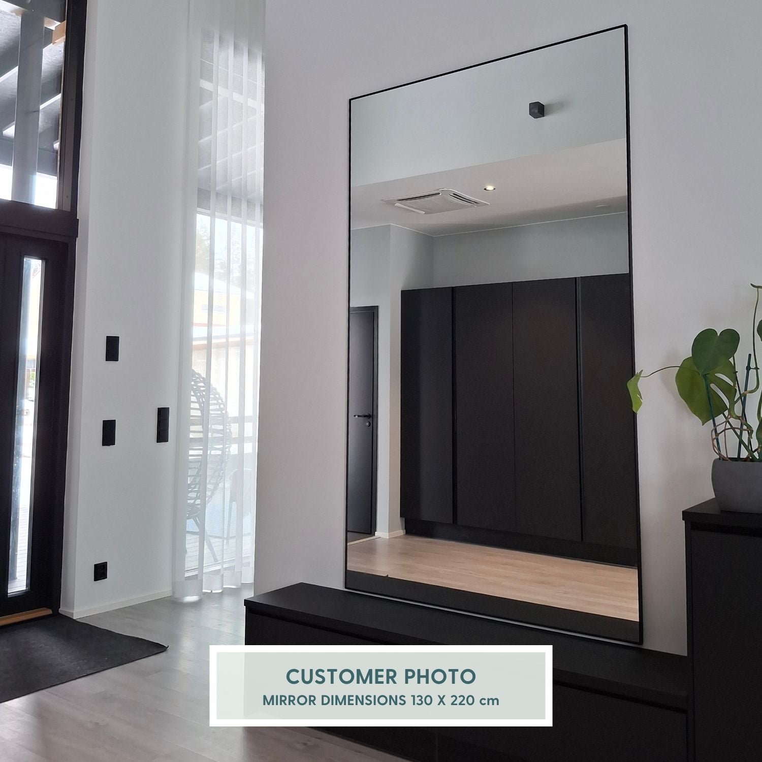 Slimline - Extra Large Full Length Mirror With Black Frame (130x220cm)