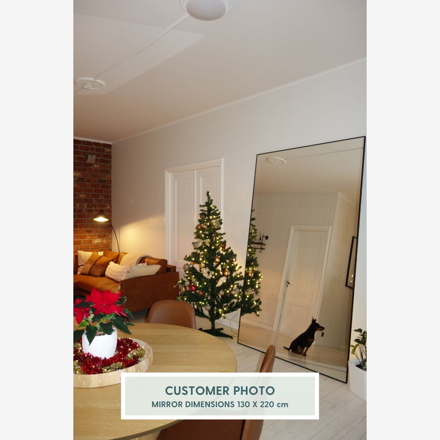 Slimline - Extra Large Full Length Mirror With Black Frame (130x220cm)