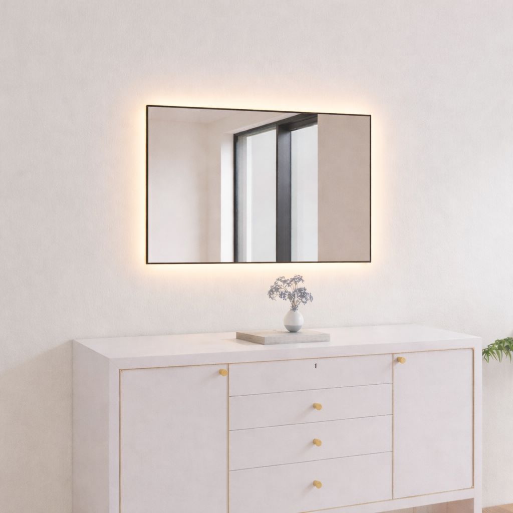 Slimline LED Mirror With Black Frame (50x60 cm)