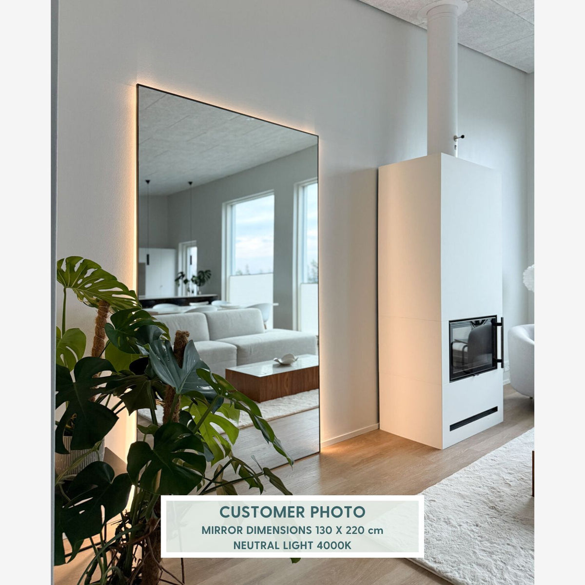 Slimline Full-Length LED Mirror With Bronze Frame (110x210cm)