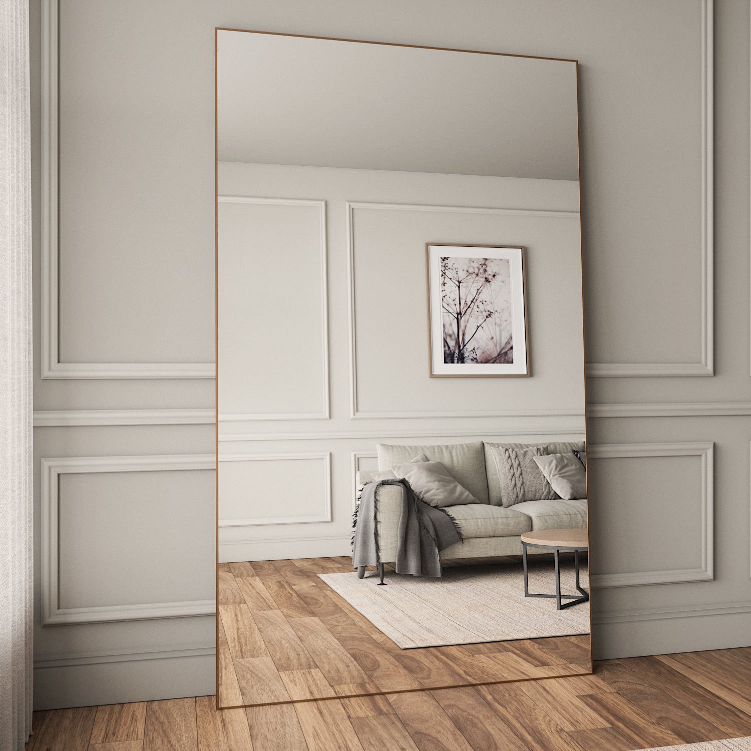 Slimline Full-Length Mirror With Bronze Frame (130x220cm)