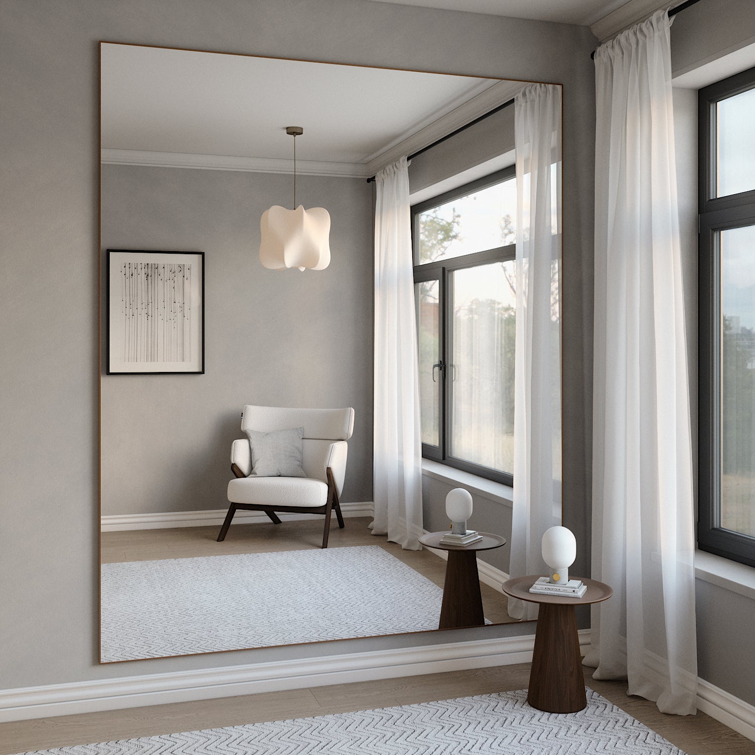 Giant Slimline Mirror With Bronze Frame (200x215cm)