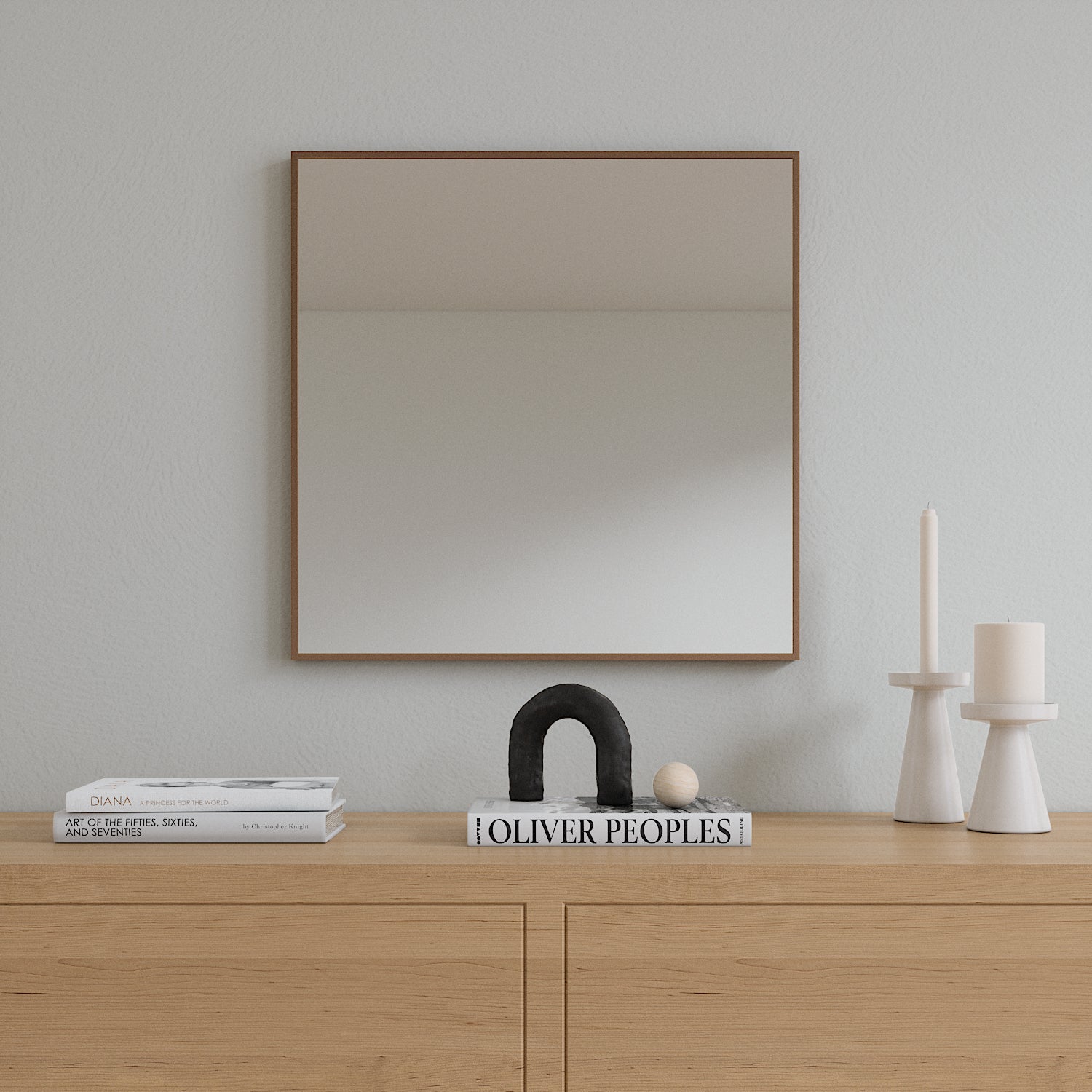 Slimline Mirror With Bronze Frame (50x50cm)