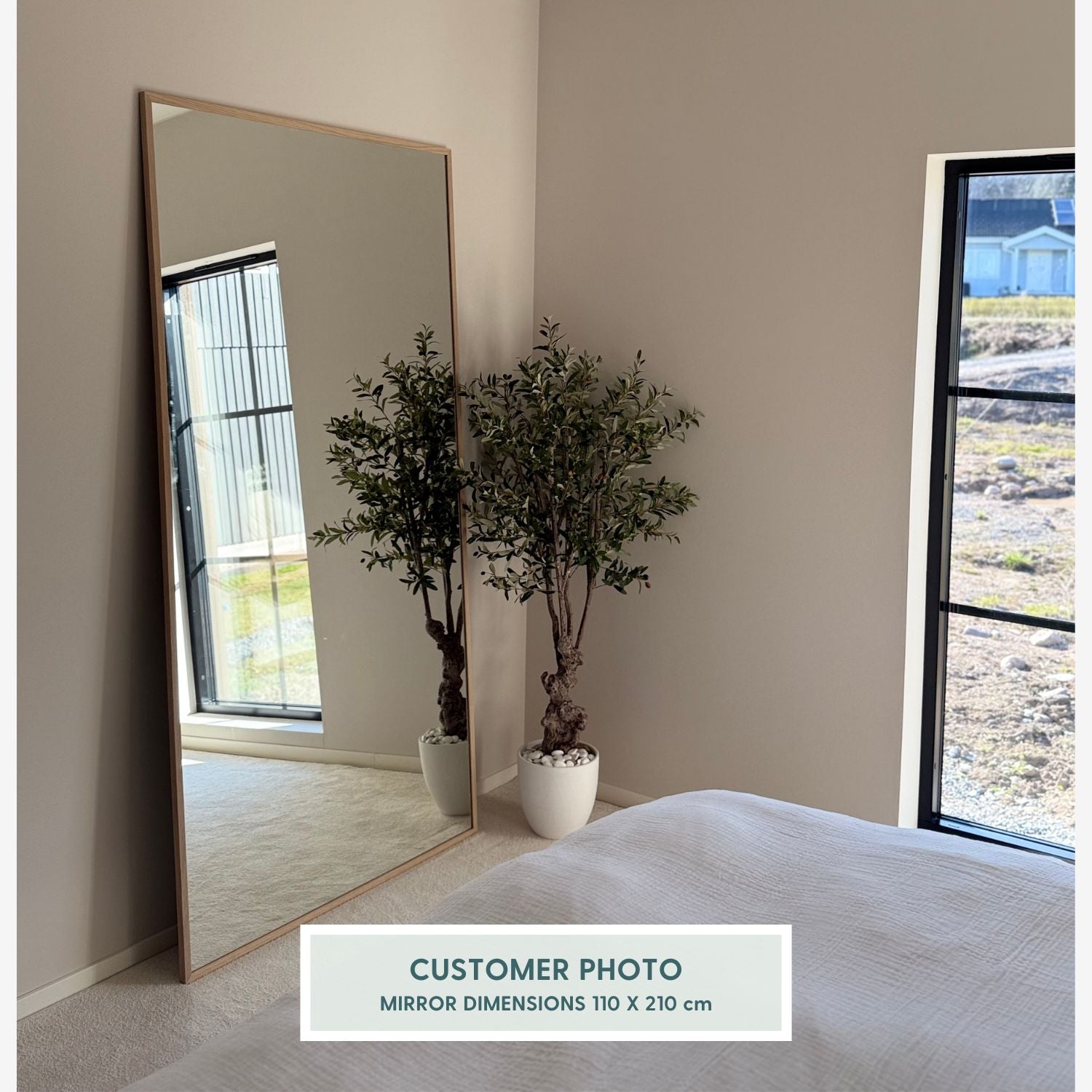 Slimline - Extra Large Full Length Mirror With Oak Frame 110x210cm Slimline - Extra Large Full Length Mirror With Oak Frame 110x210cm