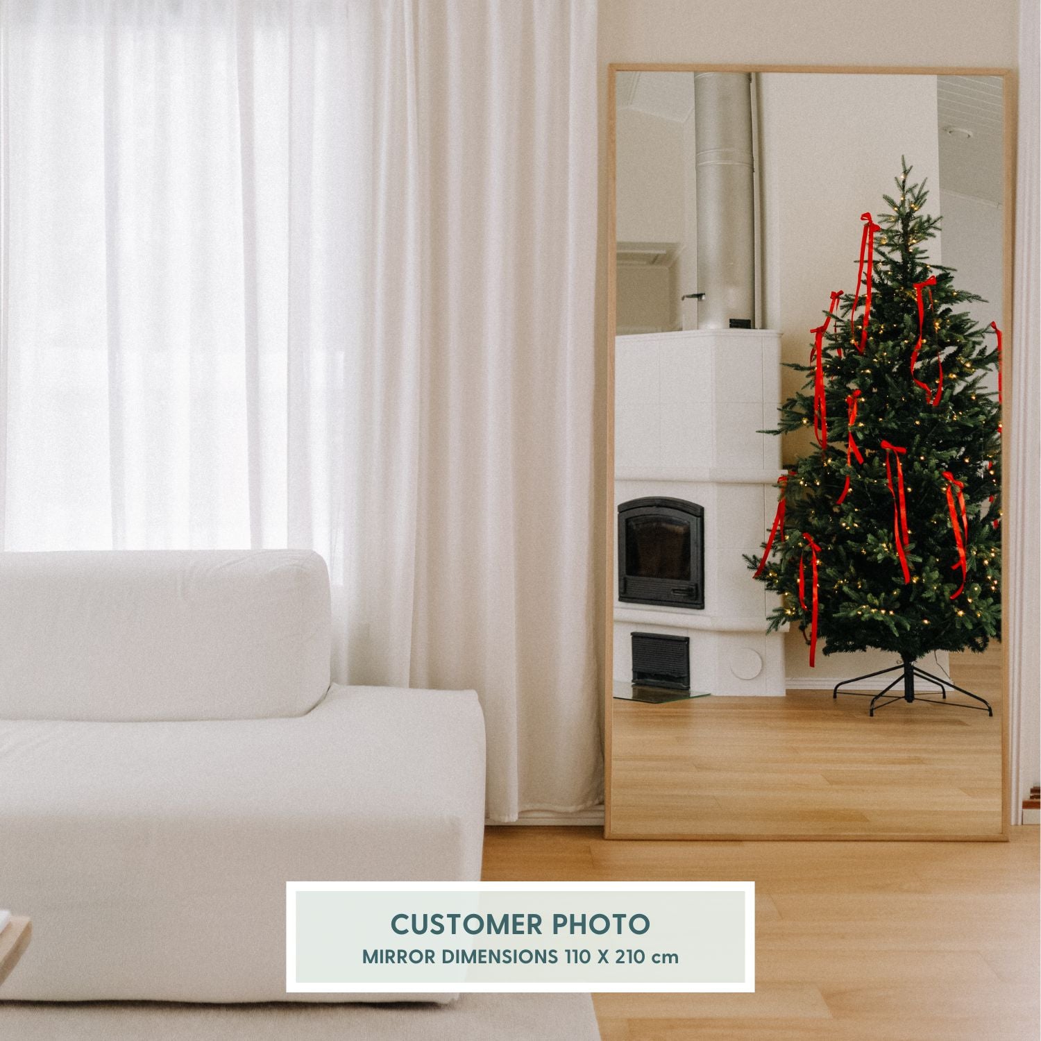 Slimline - Extra Large Full Length Mirror With Oak Frame (130x220cm)