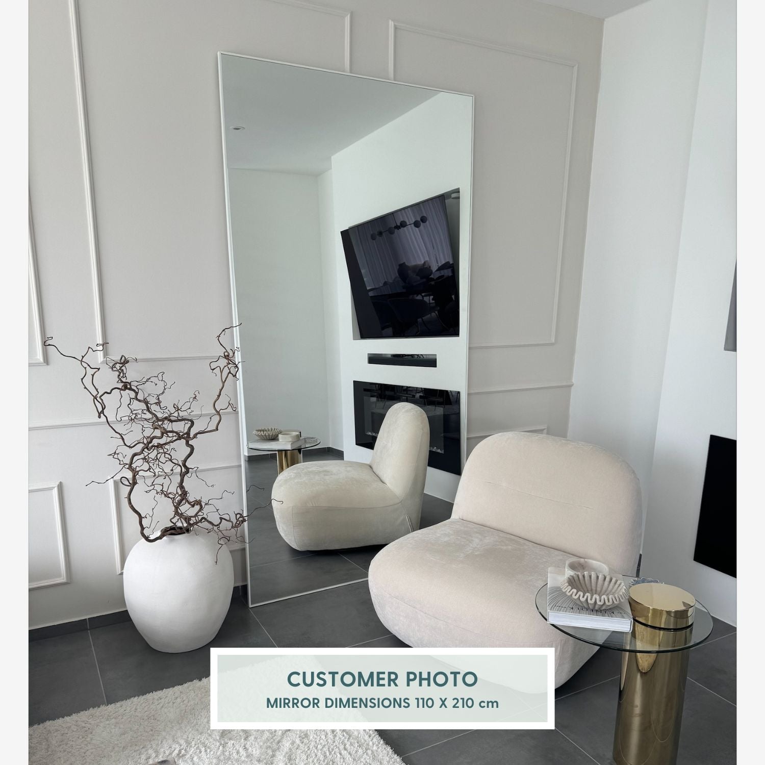 Slimline - Extra Large Full Length Mirror With White Frame (110x210cm)