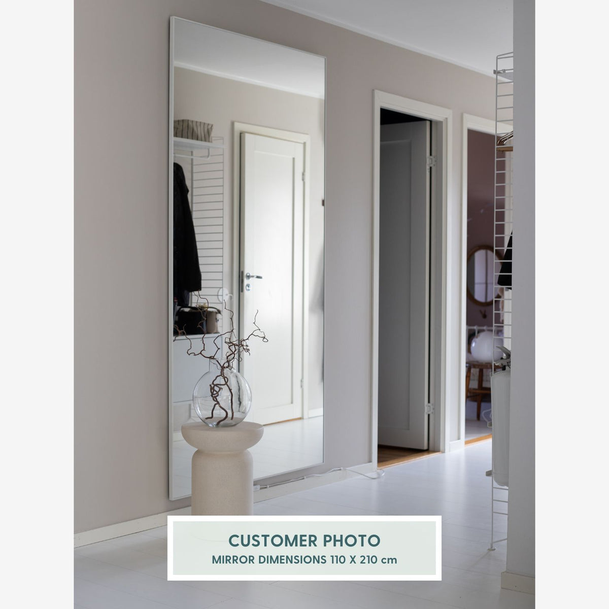 Slimline - Extra Large Full Length Mirror With White Frame (130x220cm)