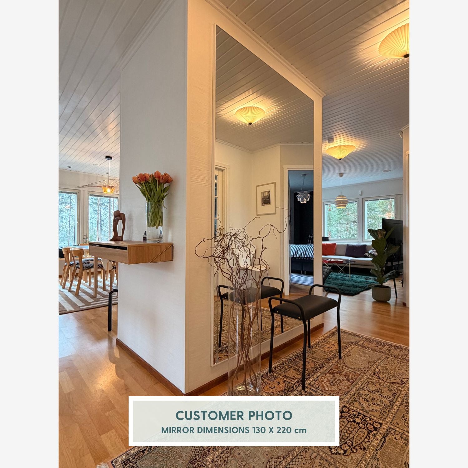 Giant Slimline Mirror with White Frame (200x215 cm)