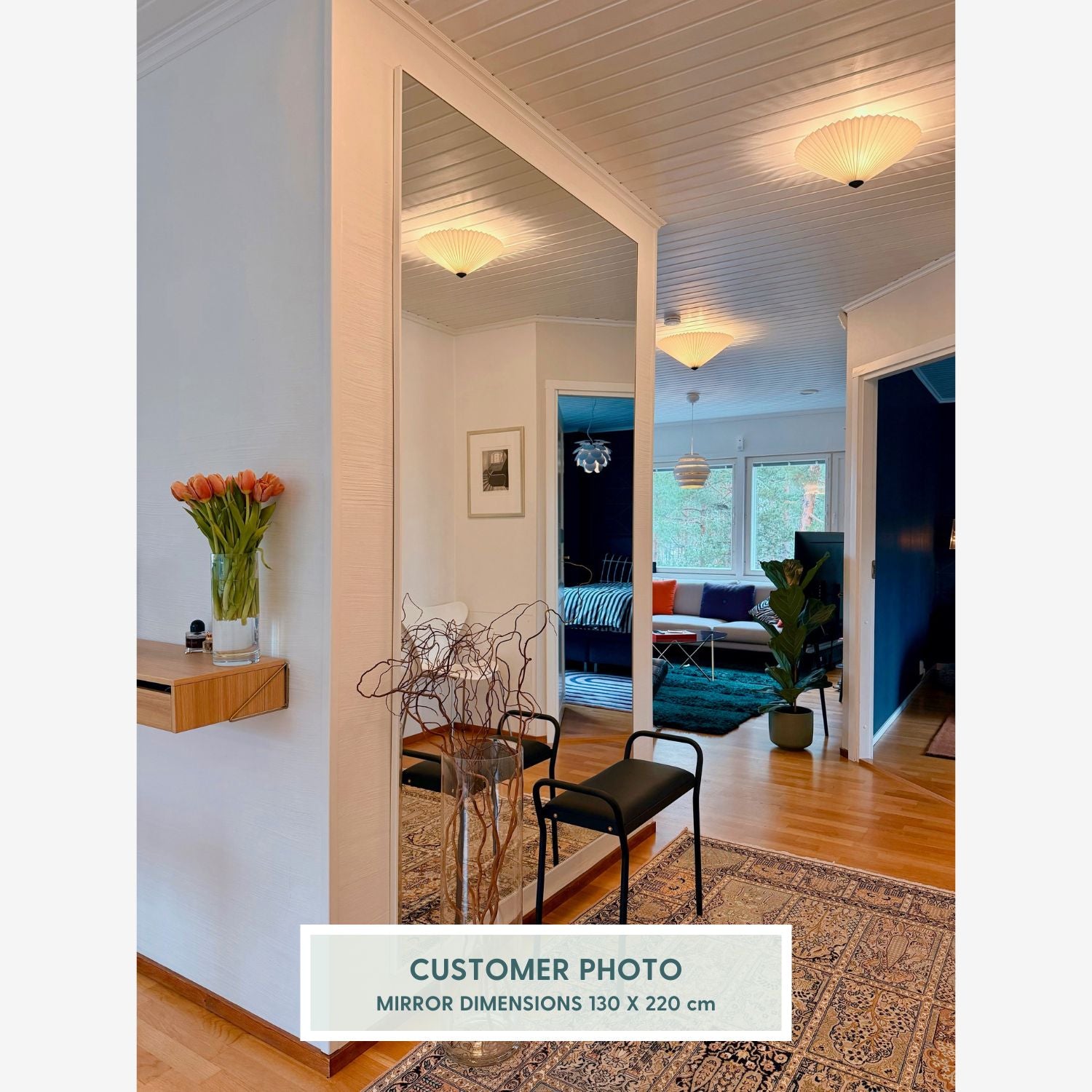 Giant Slimline Mirror with White Frame (200x215 cm)