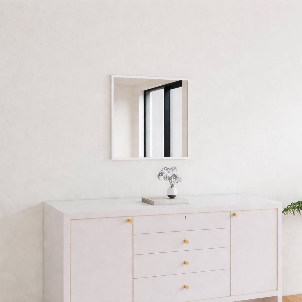 Slimline Mirror With White Frame (40x40 cm)