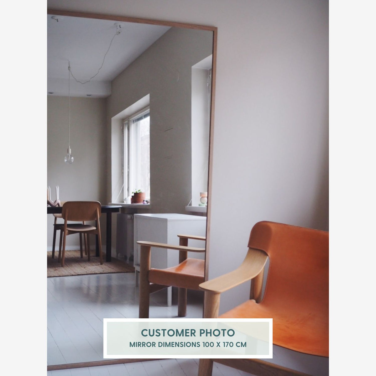 Slimline - Large Full Length Mirror With Oak Frame (100x170cm)