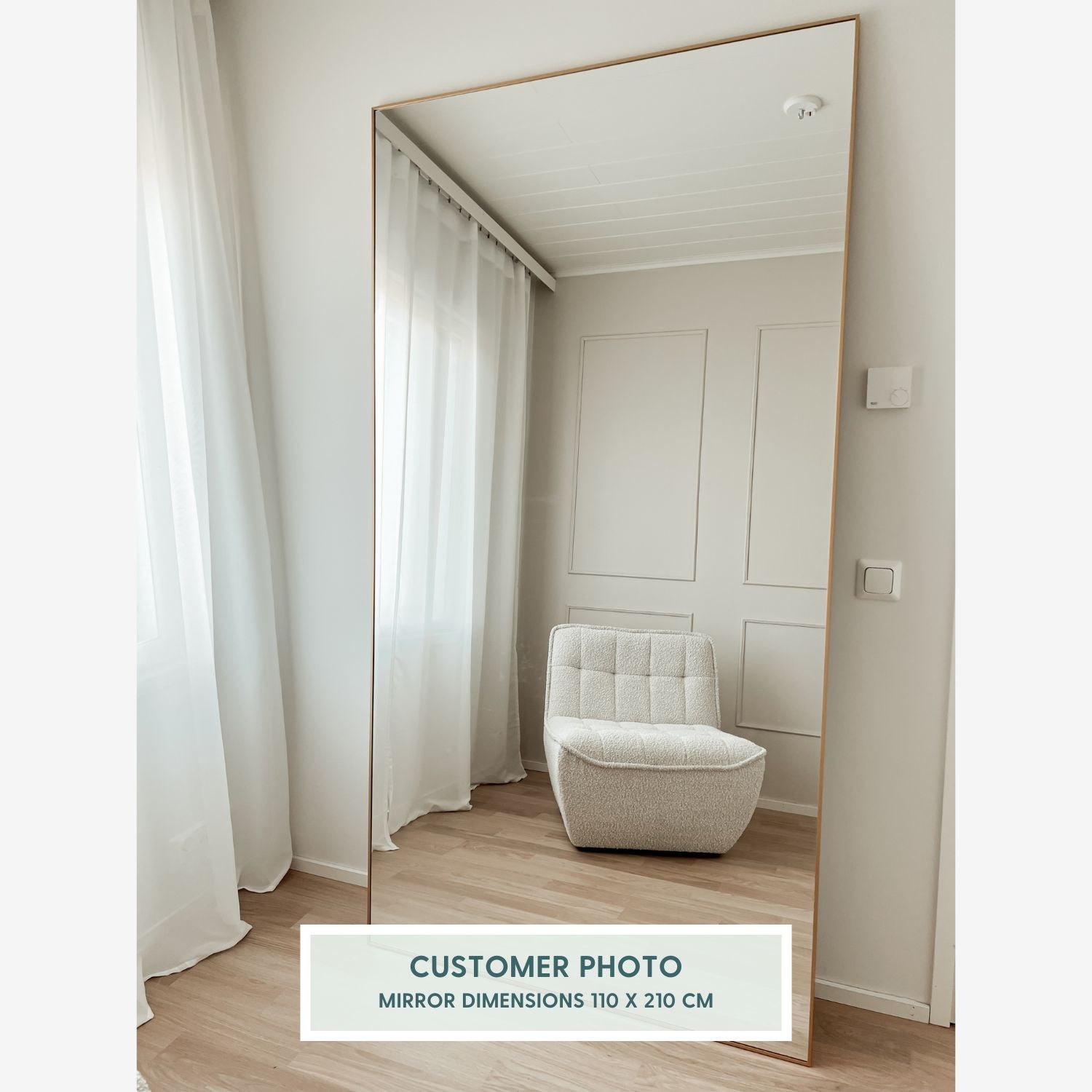 Slimline - Extra Large Full Length Mirror With Gold Frame (110x210cm)