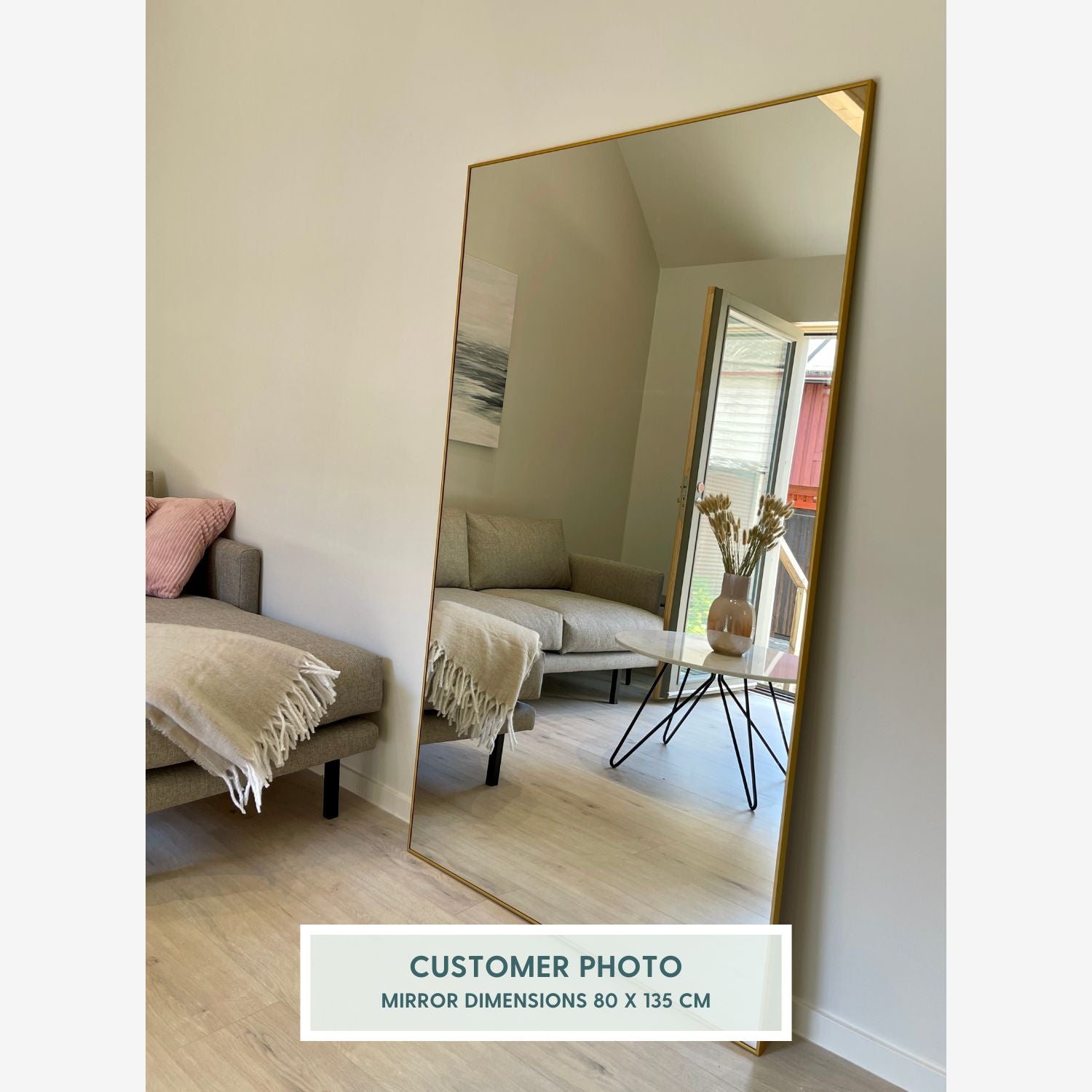 Slimline - Large Full Length Mirror With Gold Frame (100x170cm)