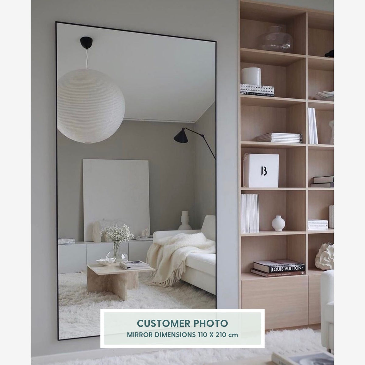 Slimline - Extra Large Full Length Mirror With Black Frame (110x210cm)