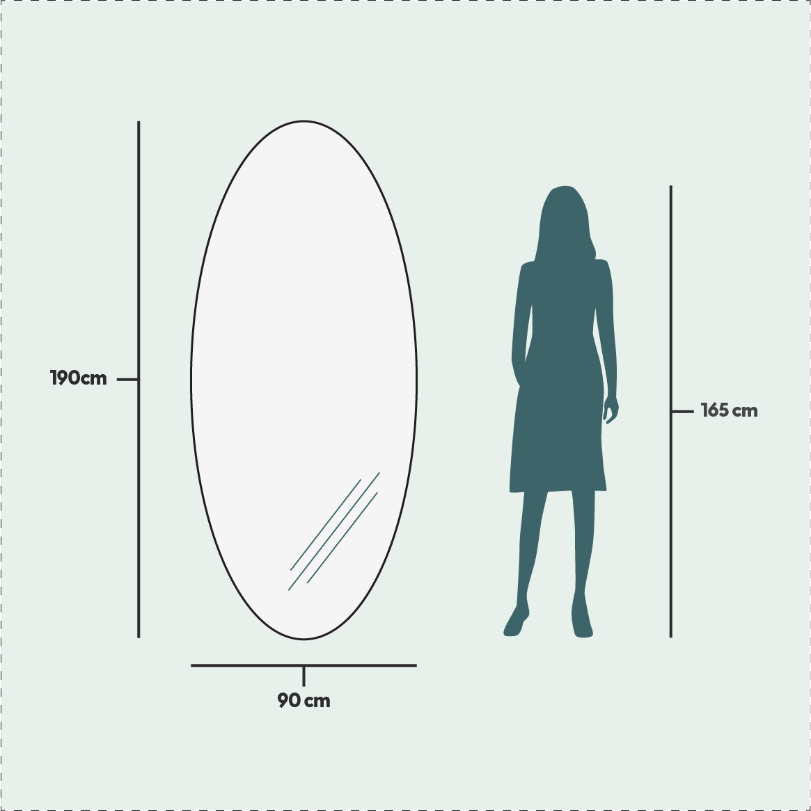 Large Full Length Oval Mirror (90x190 cm)