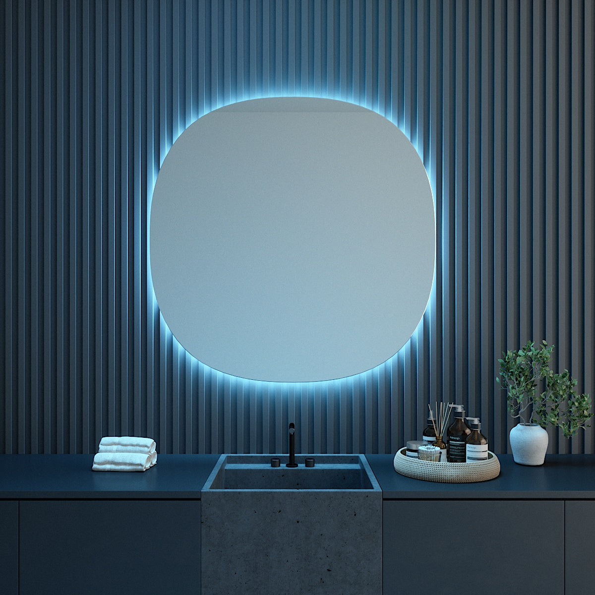 Ellipse Mirror with colour-changing backlighting