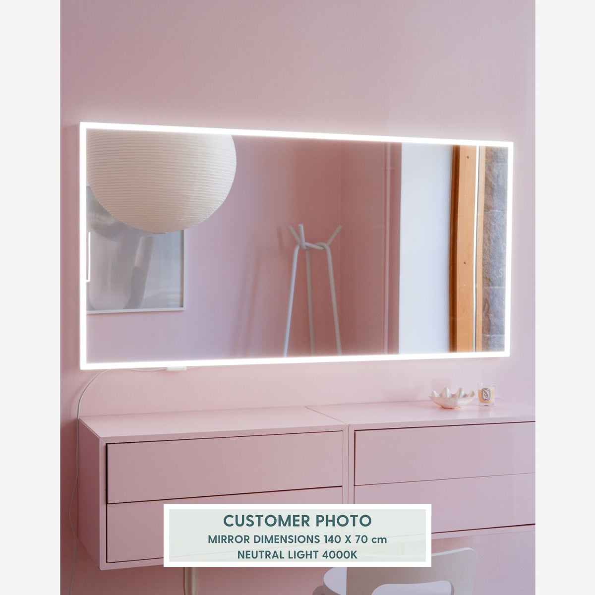 Black Full Lux Mirror With Lights (140x70cm)