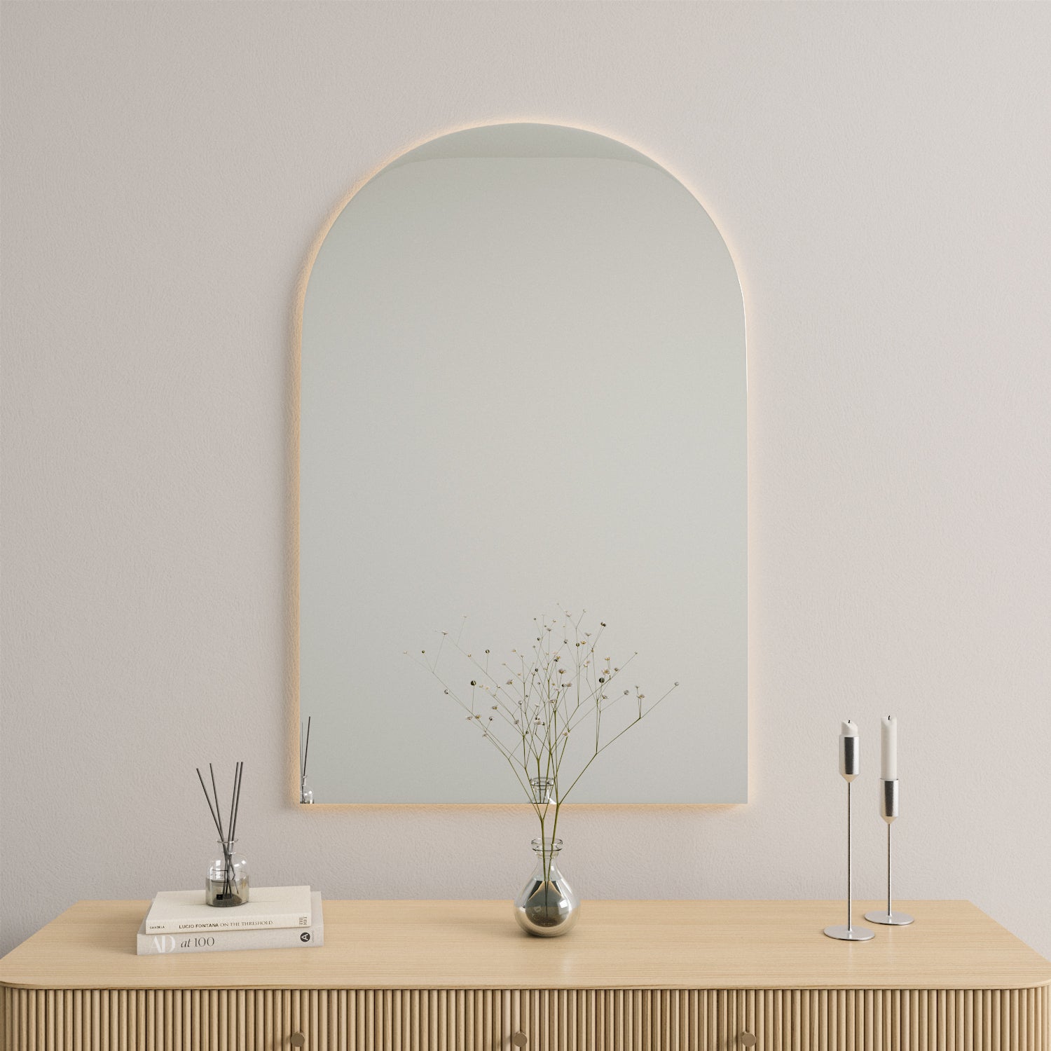 Kaari - Modern Arch Mirror With LED-Lights (80x120cm)
