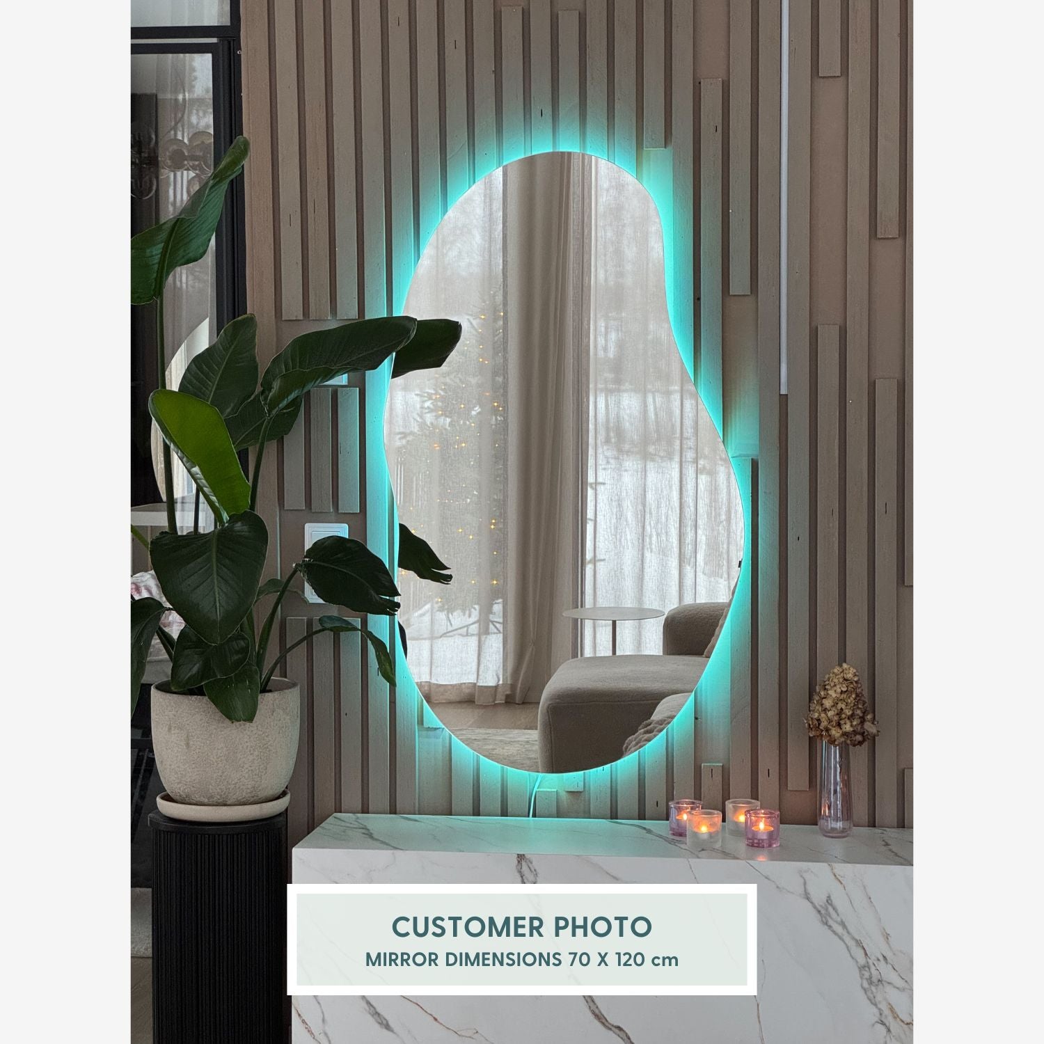Sand Mirror with colour-changing backlighting