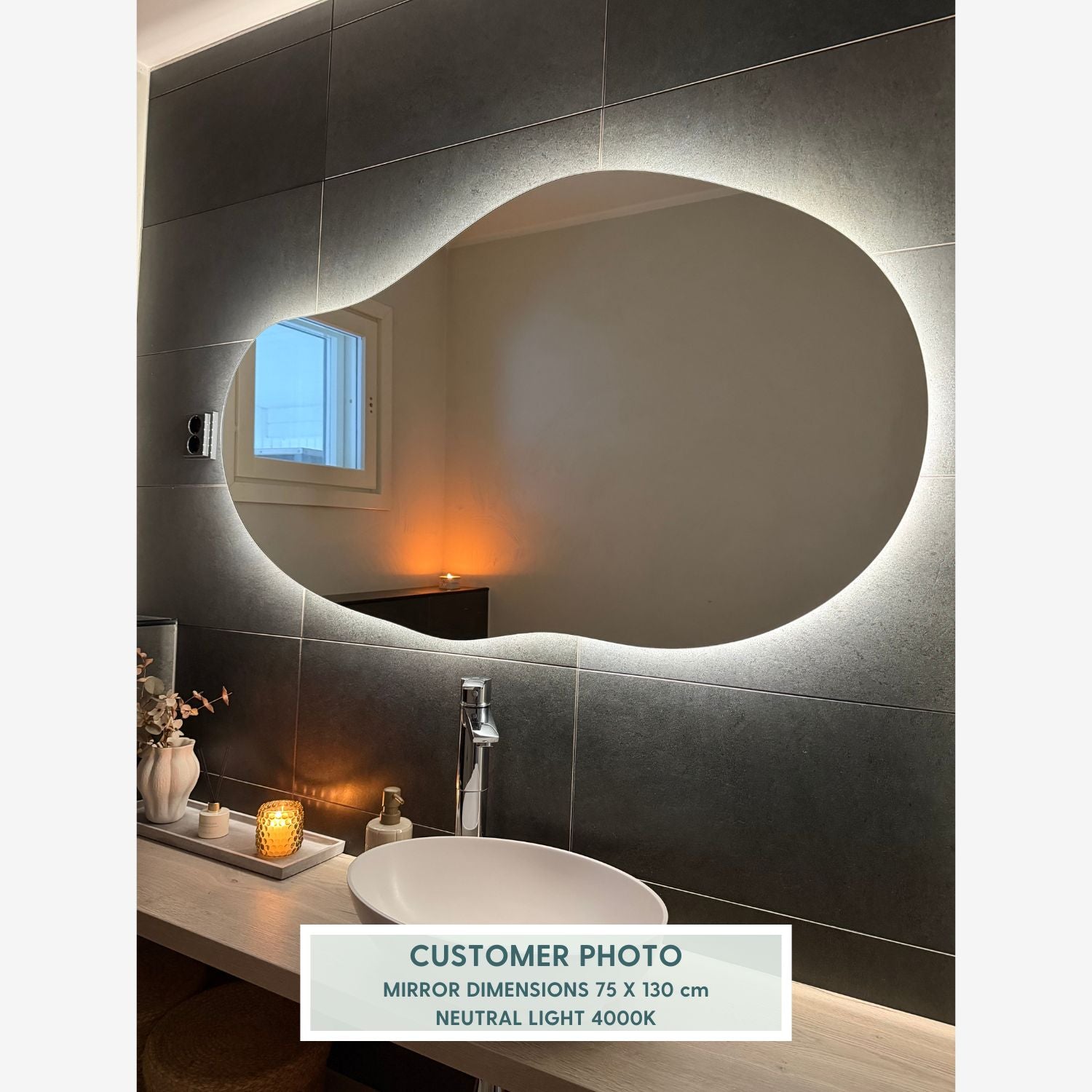 Sand - Asymmetrical Mirror With Lights (75x130cm)