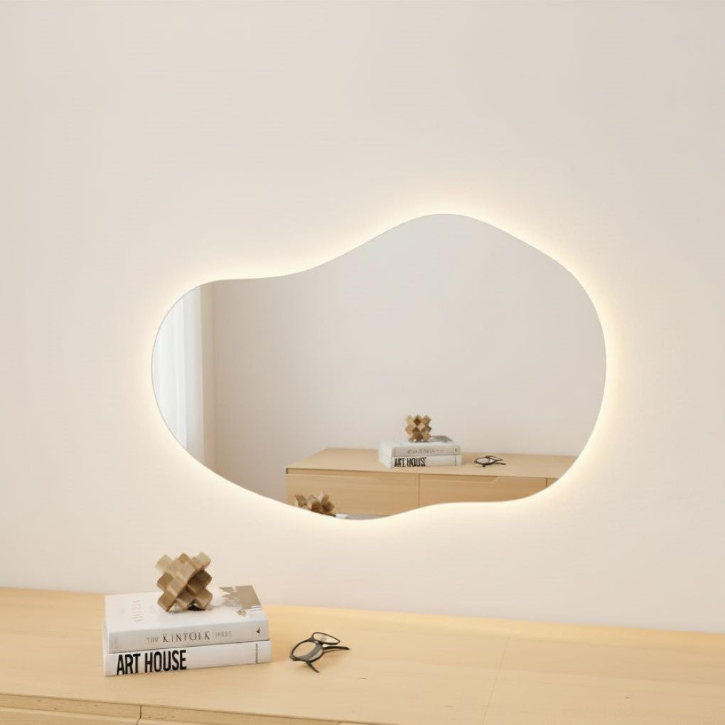 Sand - Asymmetrical mirror with lights (39x70 cm)