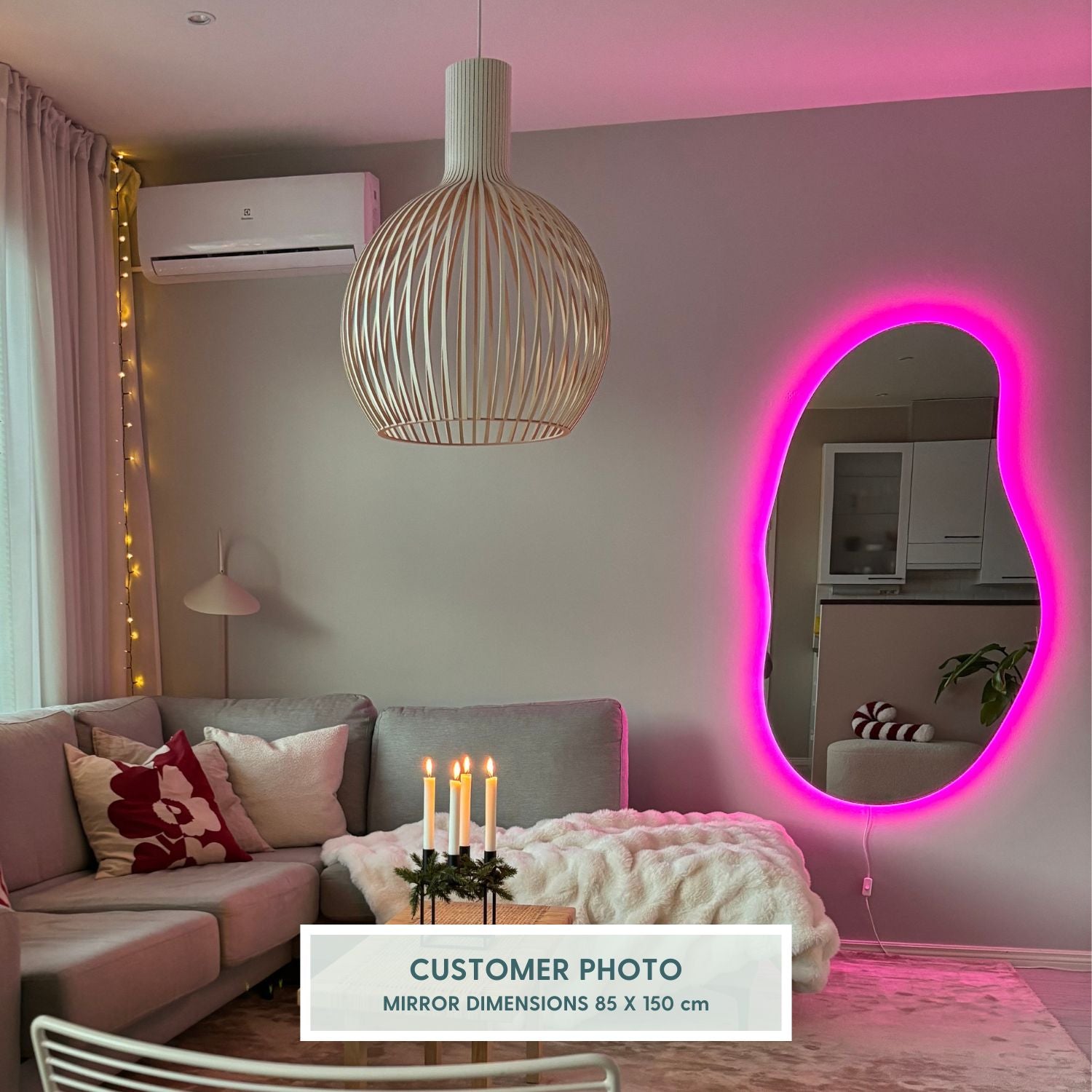 Sand Mirror with colour-changing backlighting