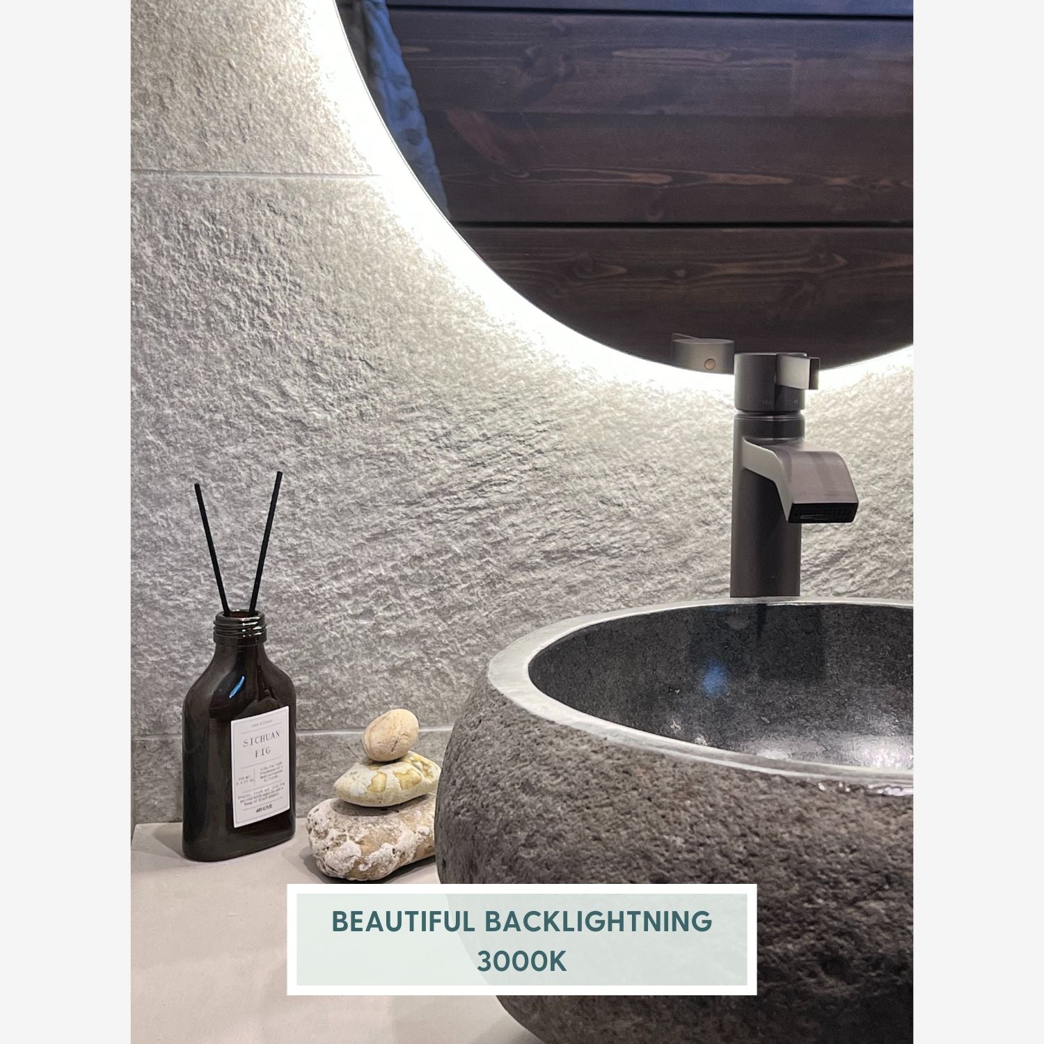 Sand - Asymmetrical Mirror With Lights (85x150cm)