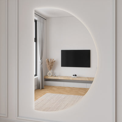 Half Moon Mirror with LED Lights (108x180 cm)
