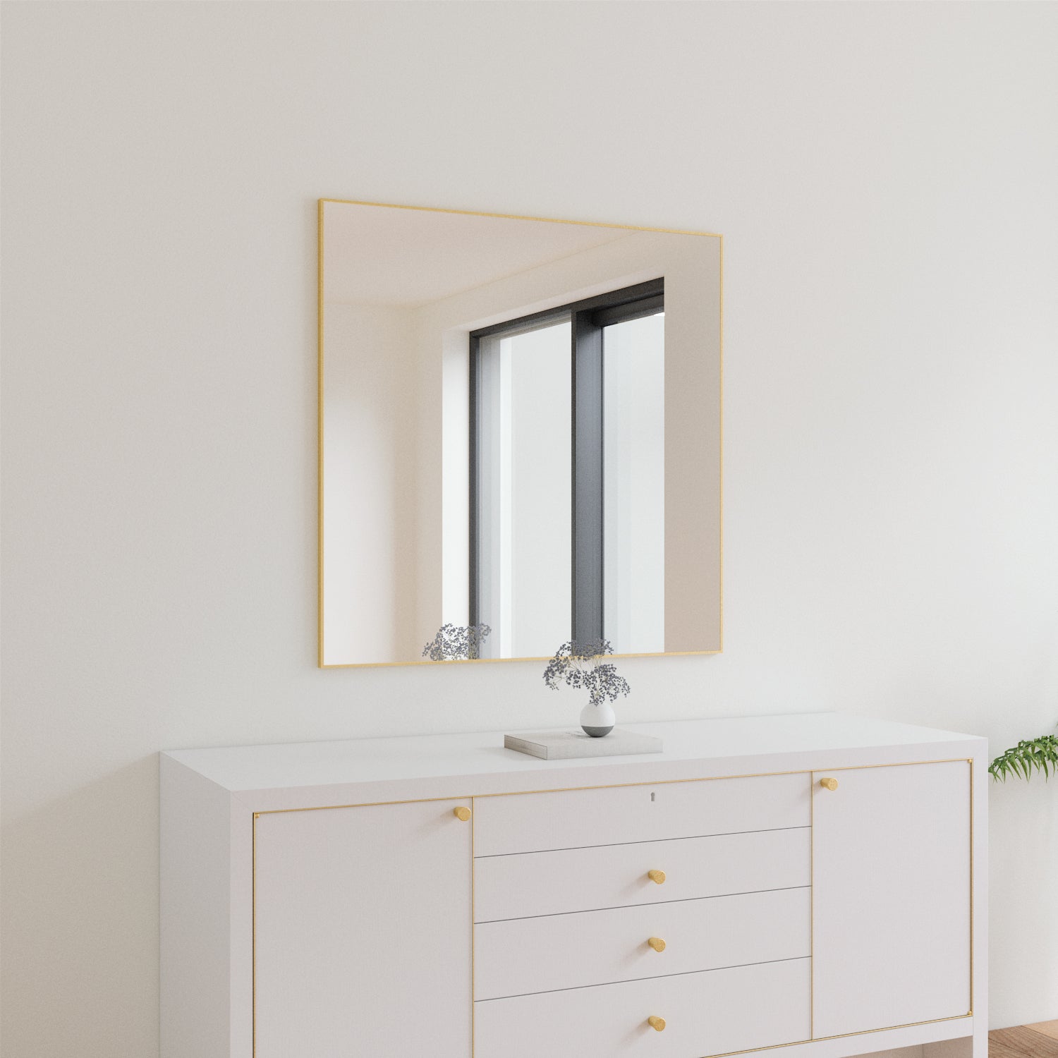 Slimline - Wall Mirror With Gold Frame (100x100cm)