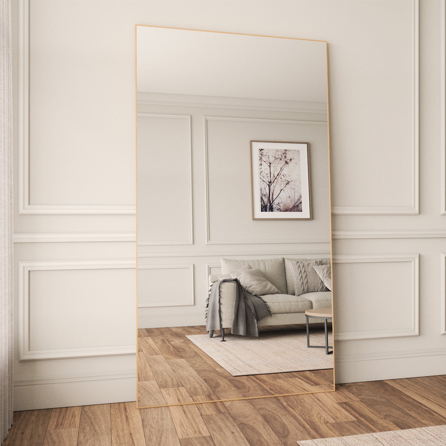Slimline - Extra Large Full Length Mirror With Oak Frame (130x220cm)
