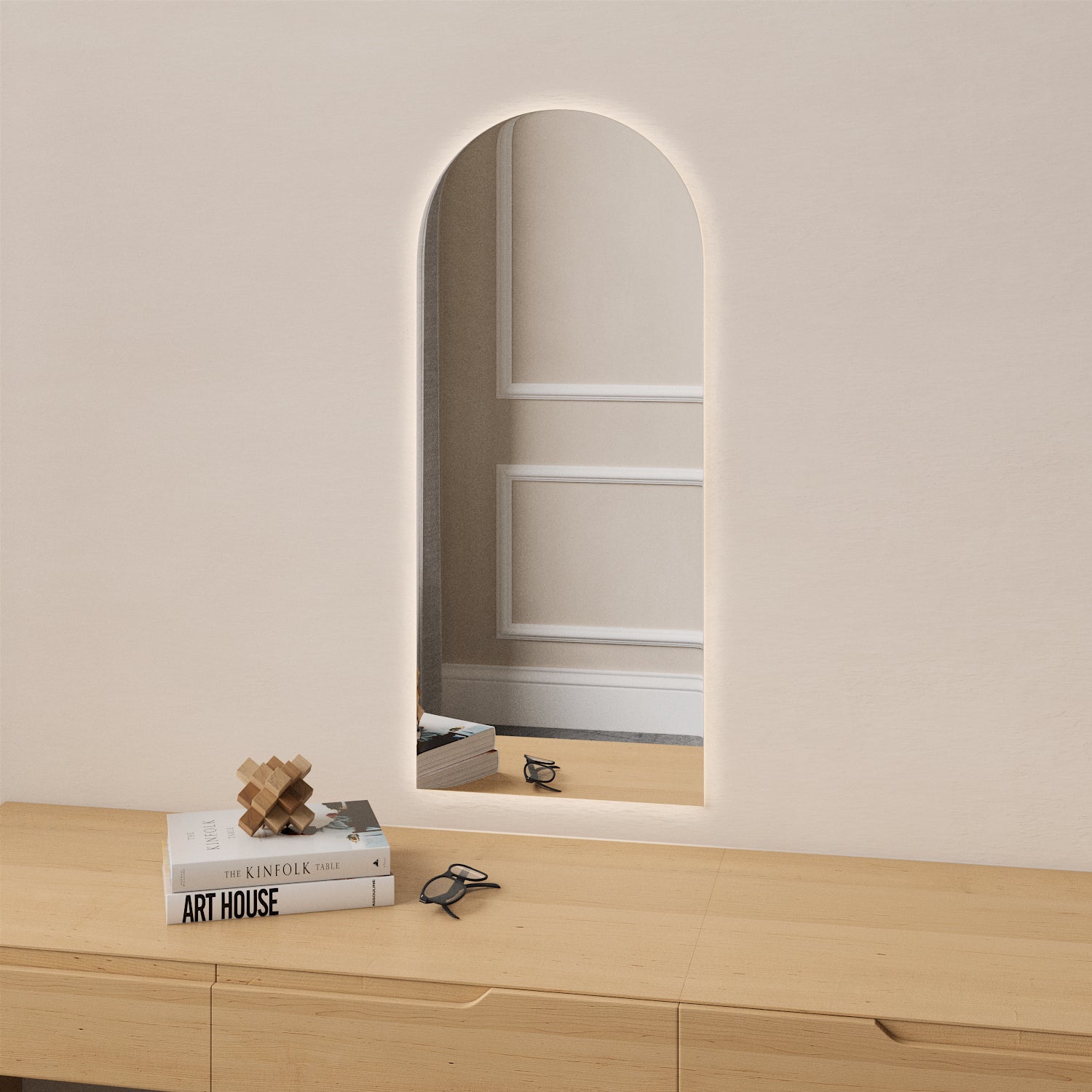 Kaari - Modern Arch Mirror With LED-Lights (30x70cm)