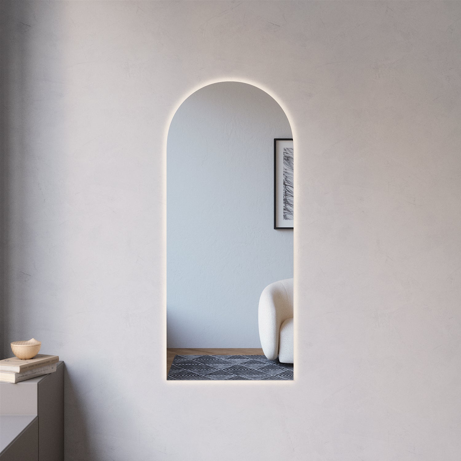 Kaari - Modern Arch Mirror With LED-Lights (50x120cm)