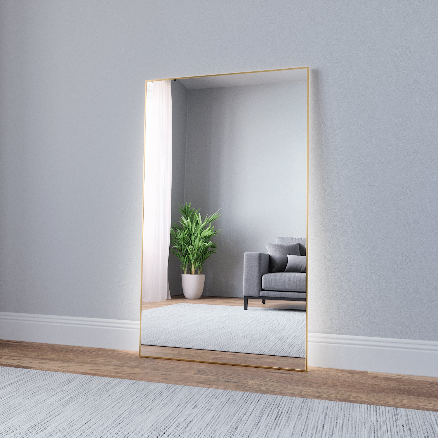 Slimline LED Mirror With Gold Frame (80x135cm)