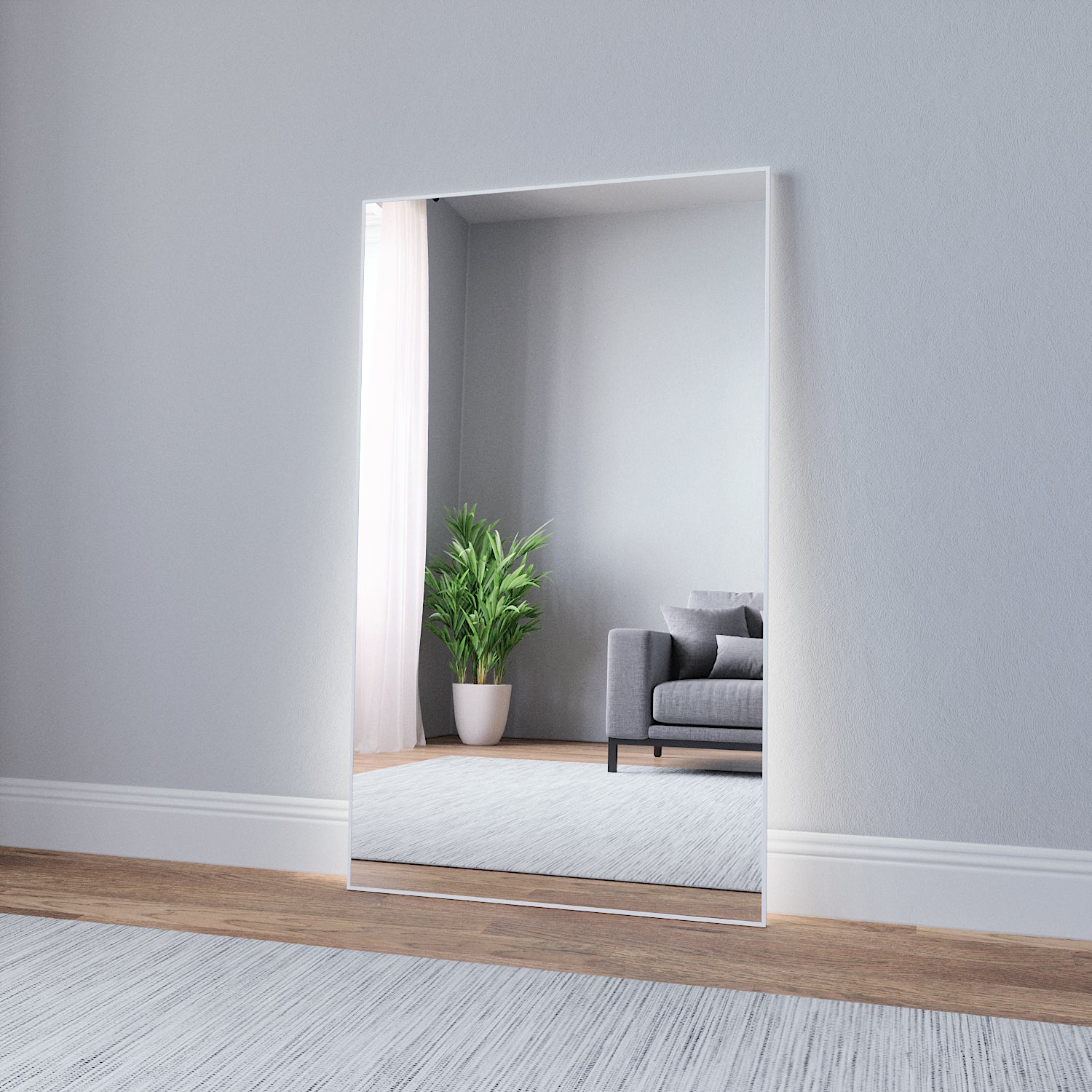 Slimline LED Mirror With White Frame (80x135cm)