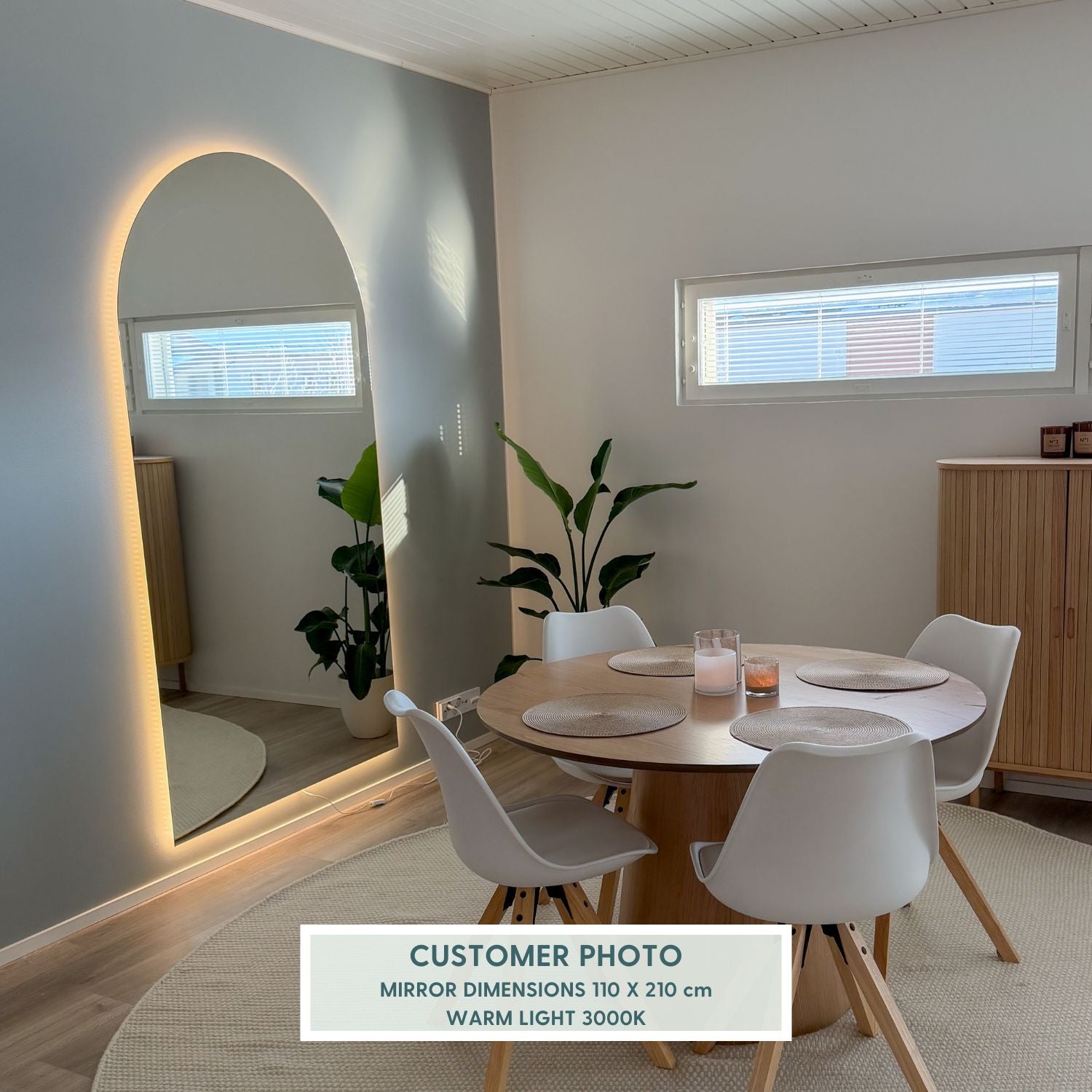 Kaari - Extra-Large Arch Mirror With LED-Lights (110x210 cm)