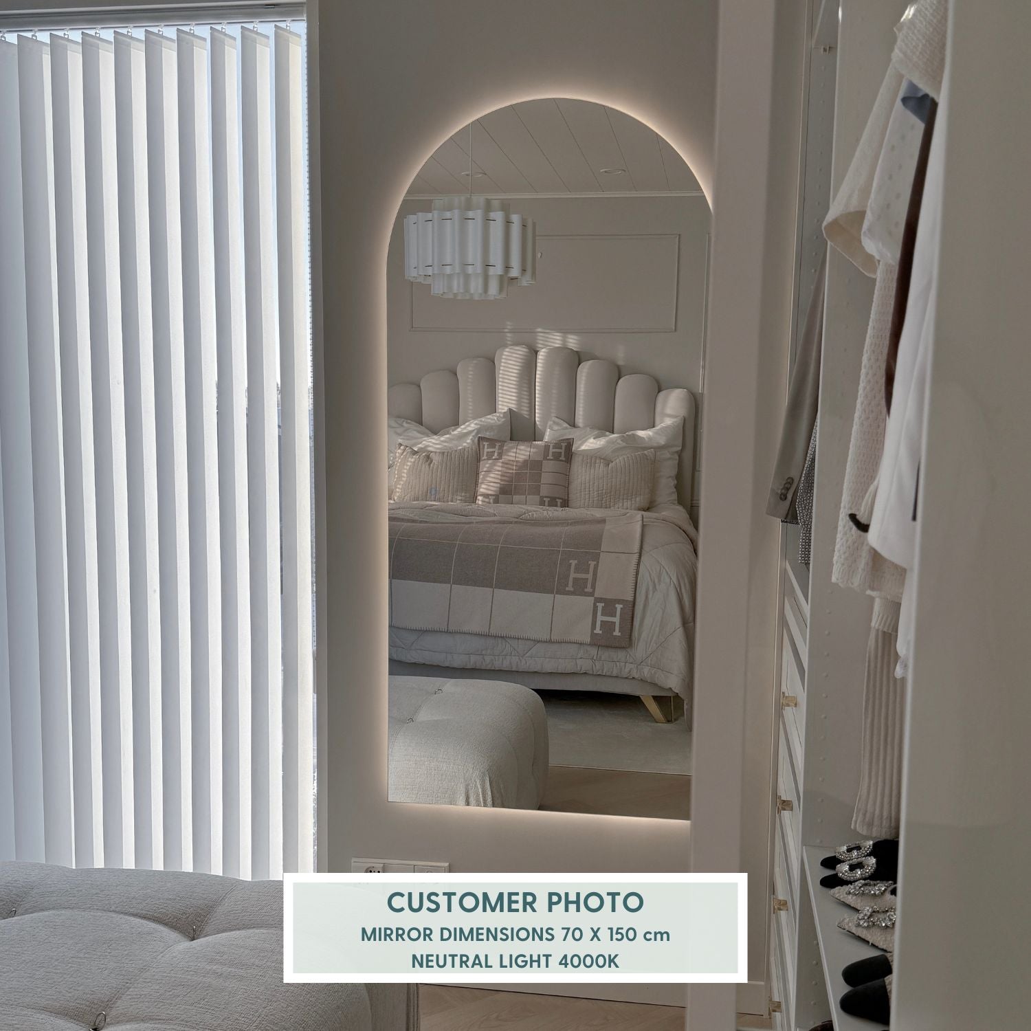 Kaari - Modern Bågspegel med LED-Belysning (50x120cm)