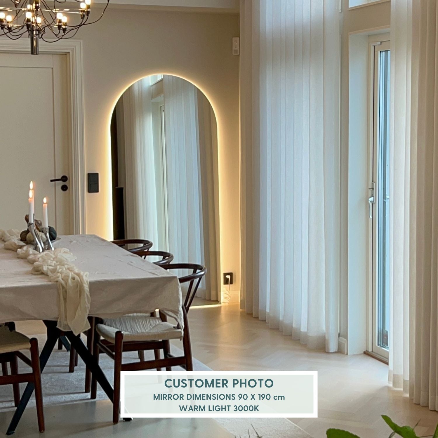 Kaari - Full-length Arch mirror with LED lights (100x170cm)