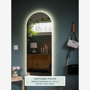 Kaari - Modern Arch Mirror With LED-Lights (50x120cm)